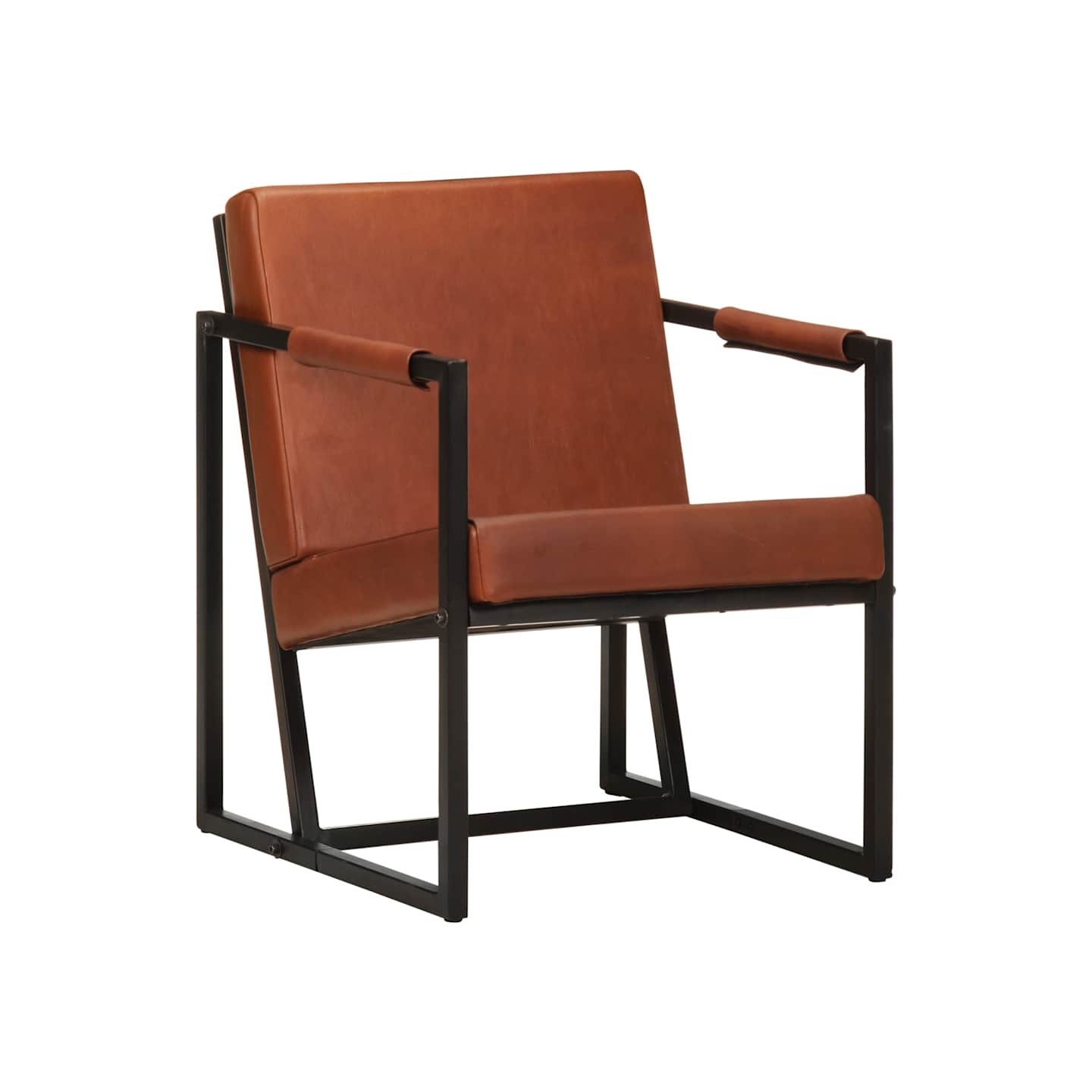 Fauteuil marron cuir véritable