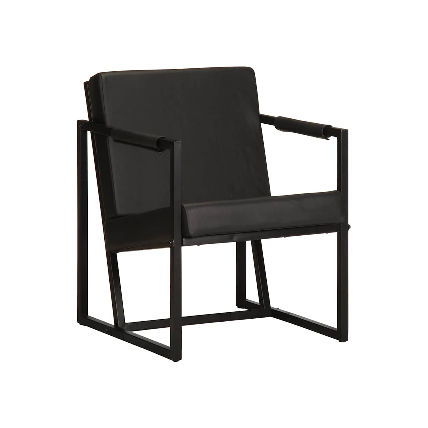 Fauteuil noir cuir véritable