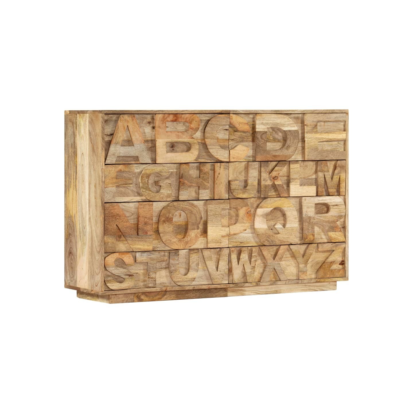Meuble alphabétique avec 6 tiroirs 120x35x79 cm Manguier massif