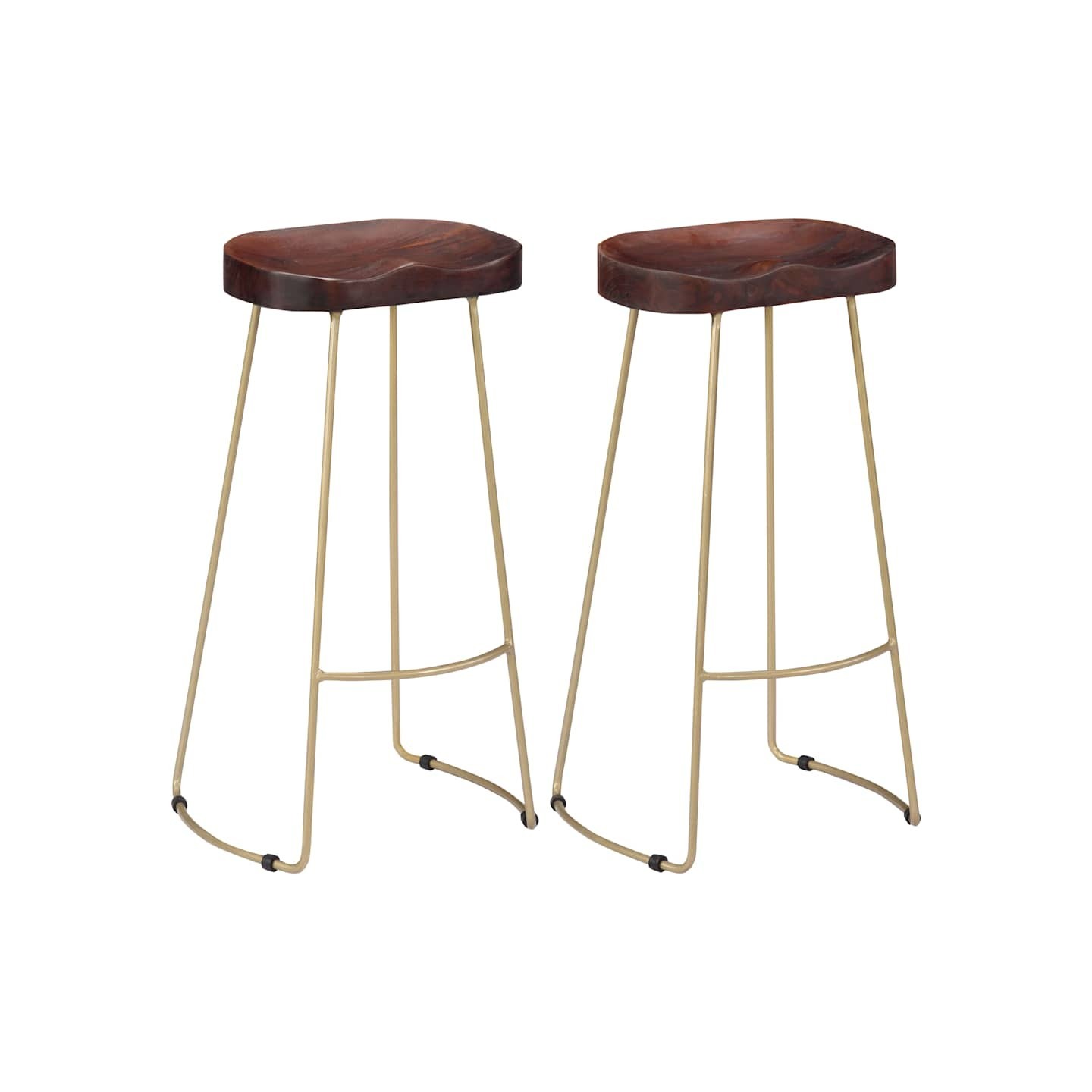 Tabourets de bar Gavin lot de 2 bois de manguier massif