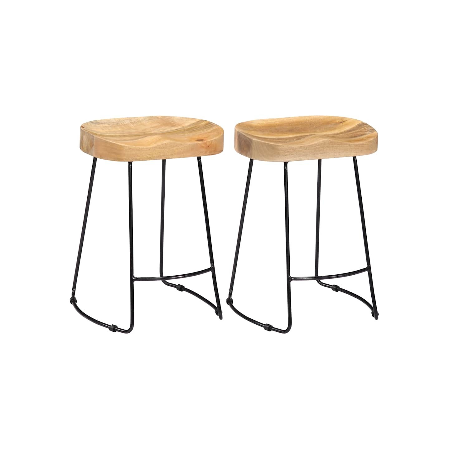 Tabourets de bar Gavin lot de 2 bois de manguier solide