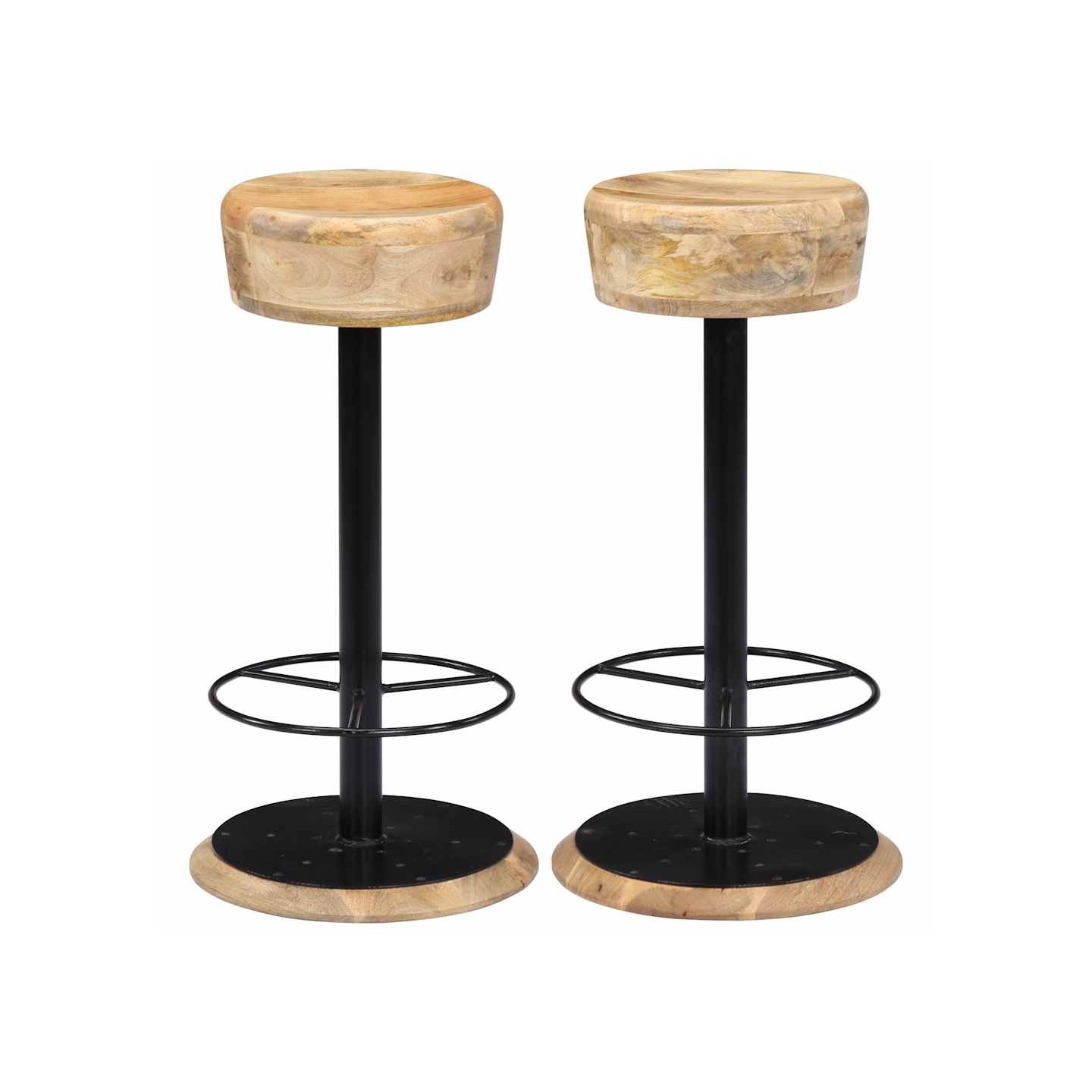 Chaises de bar lot de 2 bois de manguier solide