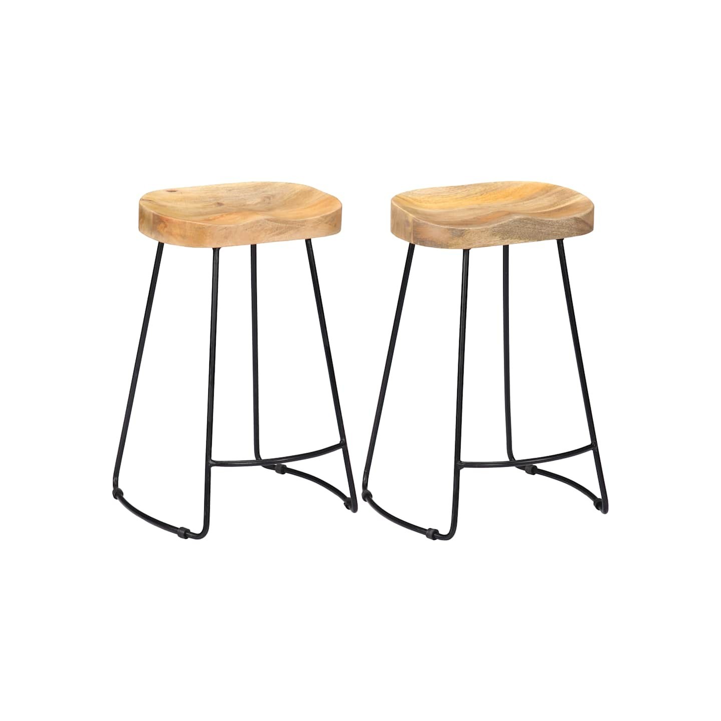 Tabourets de bar Gavin lot de 2 bois de manguier massif