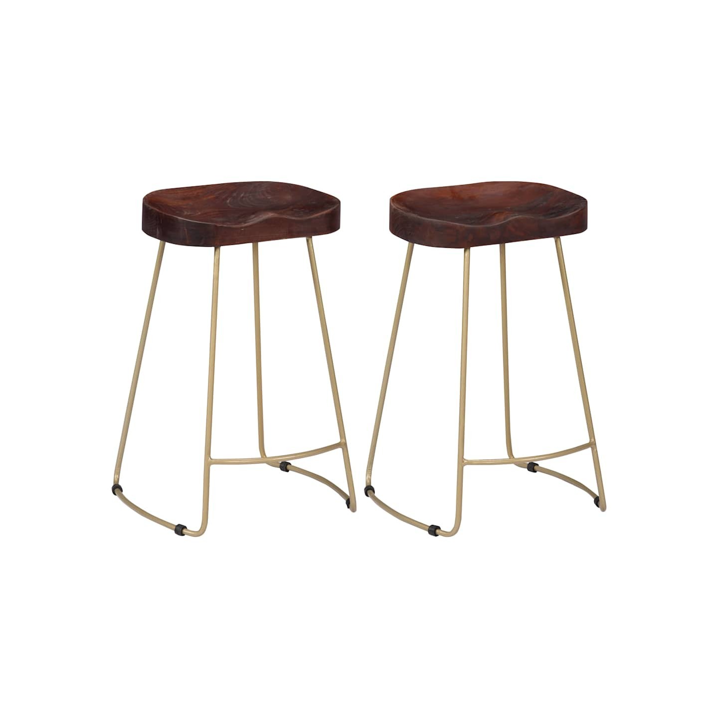 Tabourets de bar Gavin lot de 2 bois de manguier massif