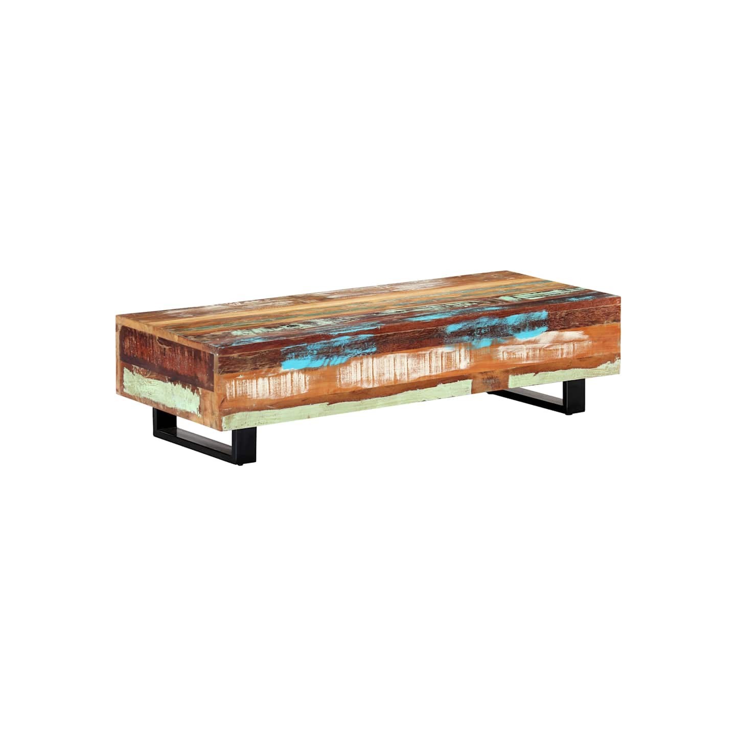 Table basse 120x50x30 cm Bois de récupération solide et acier