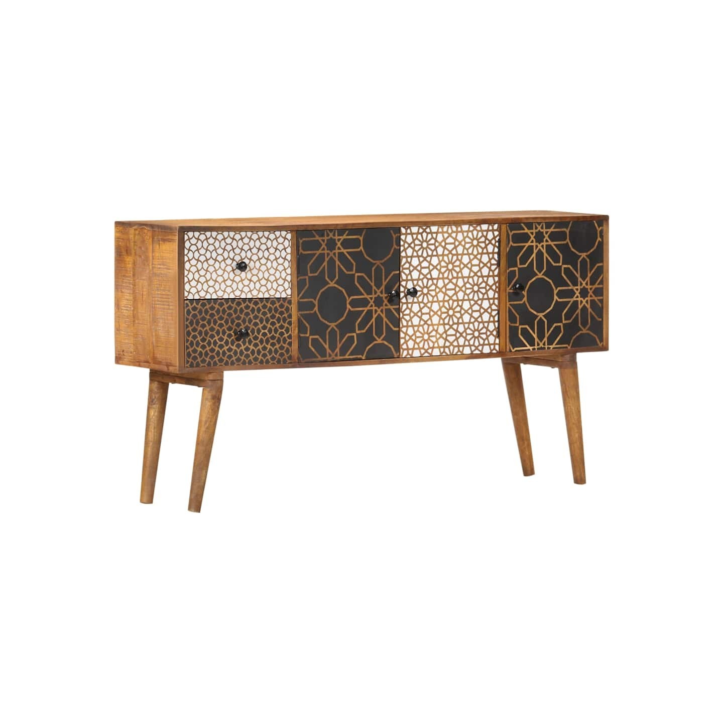 Buffet avec motif imprimé 130x30x70 cm Bois de manguier massif