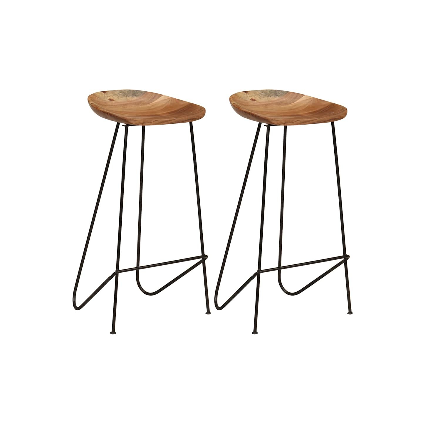 Tabourets de bar lot de 2 bois d'acacia massif