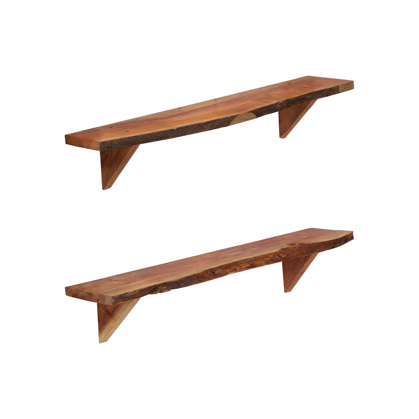 Étagères murales 2 pcs 90x20x18 cm Bois d'acacia massif