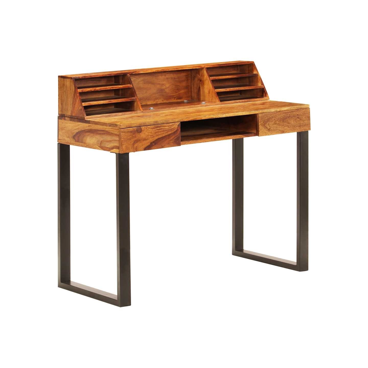 Bureau 110x50x94 cm Bois solide de Sesham et acier