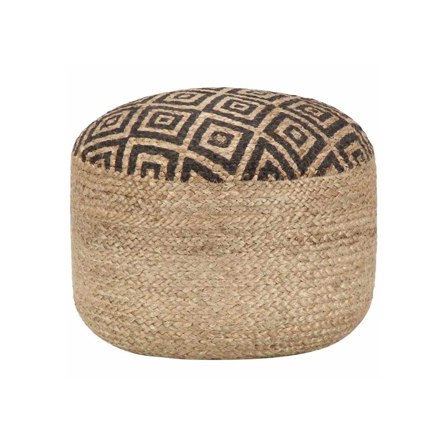 Pouf fait à la main Noir 45 x 30 cm Jute