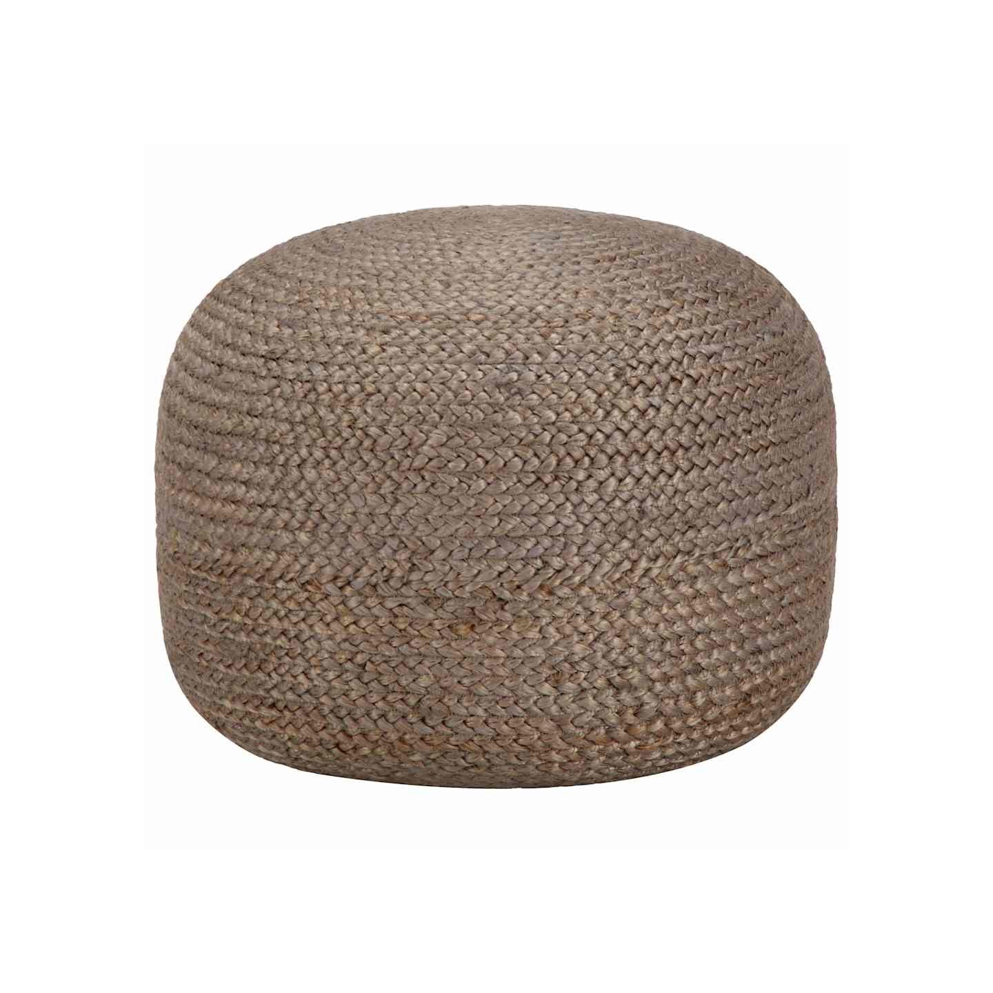Pouf fait à la main Gris clair 45 x 30 cm Jute