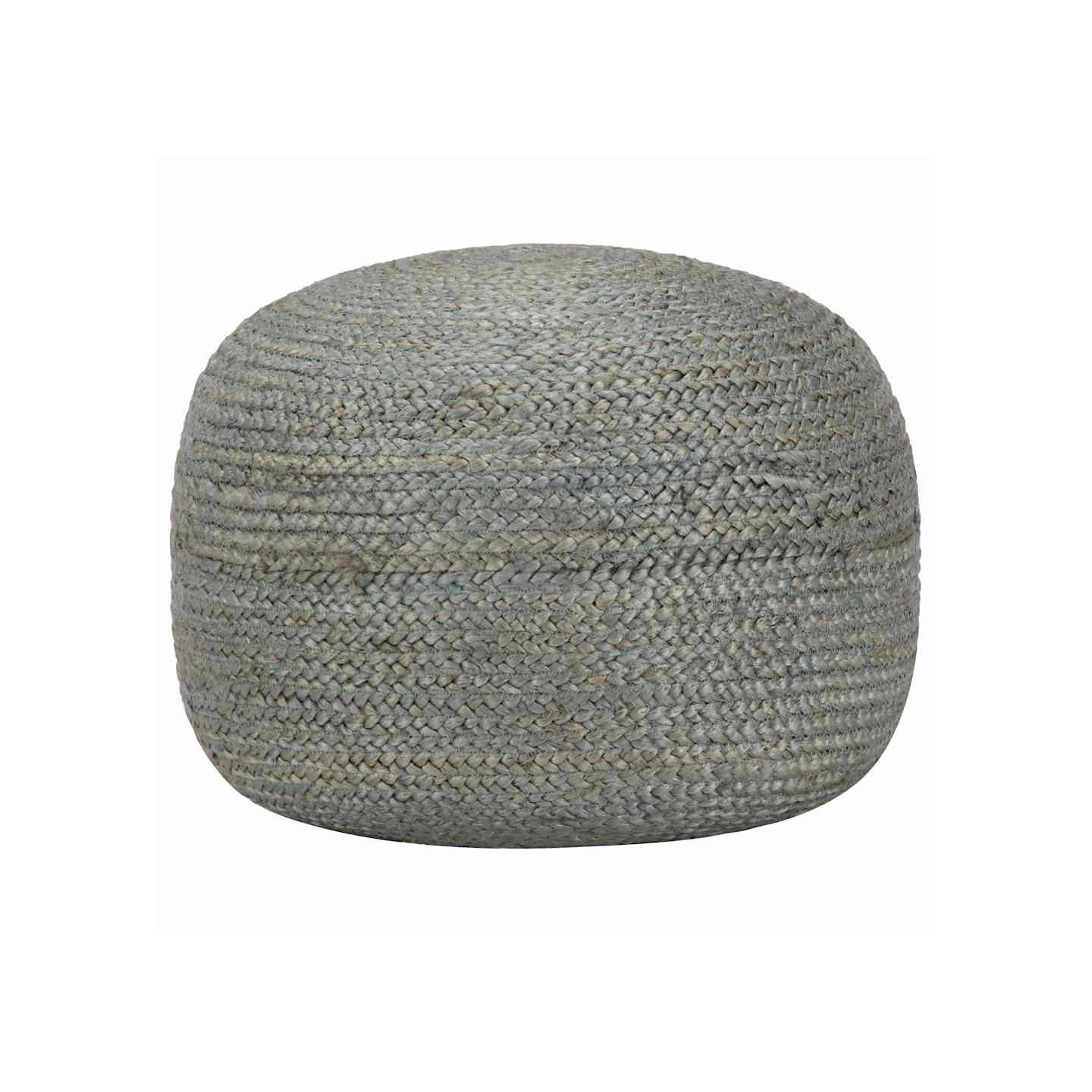 Pouf fait à la main Vert olive 45 x 30 cm Jute