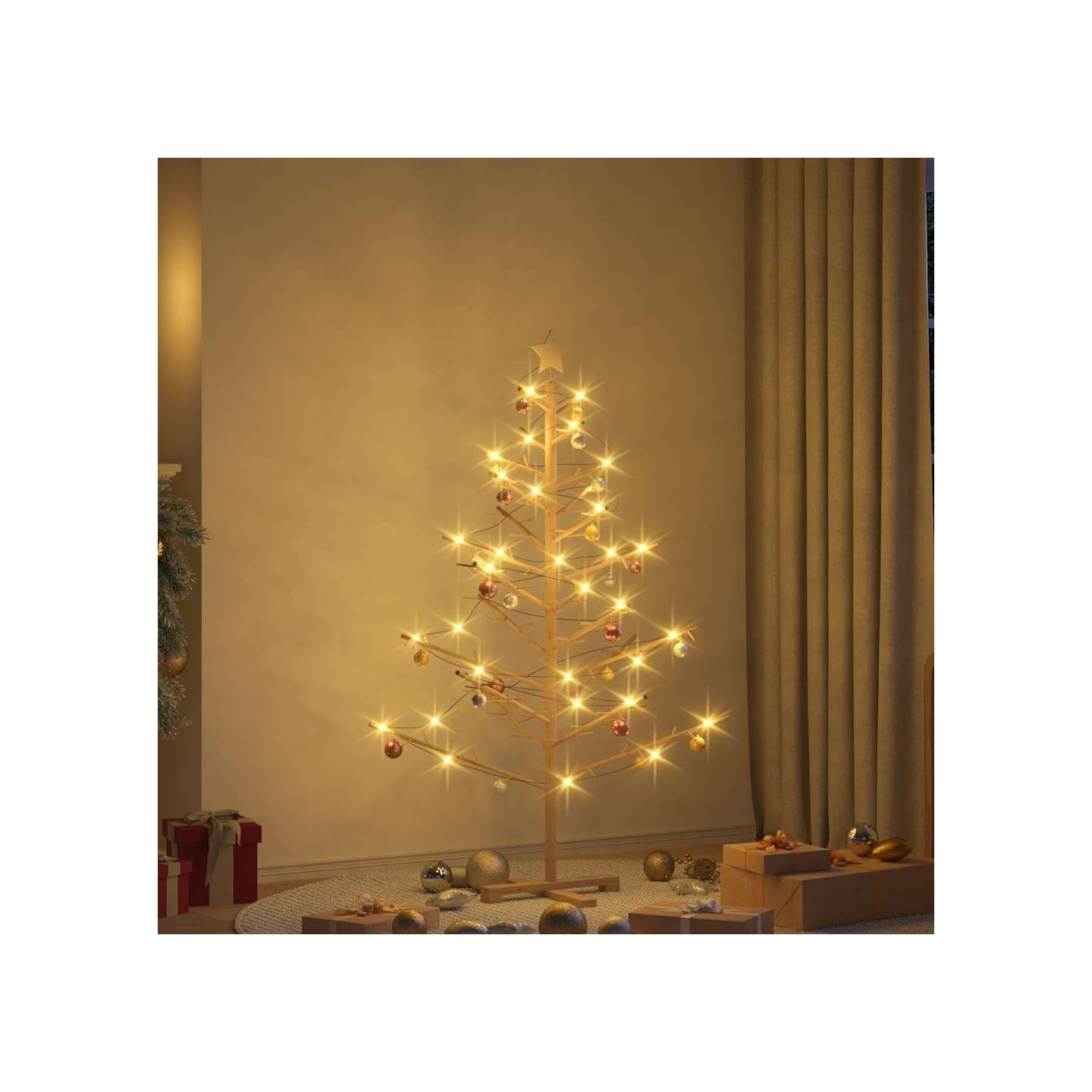 Arbre de Noël en bois Naturel 150 cm Bois de pin massif