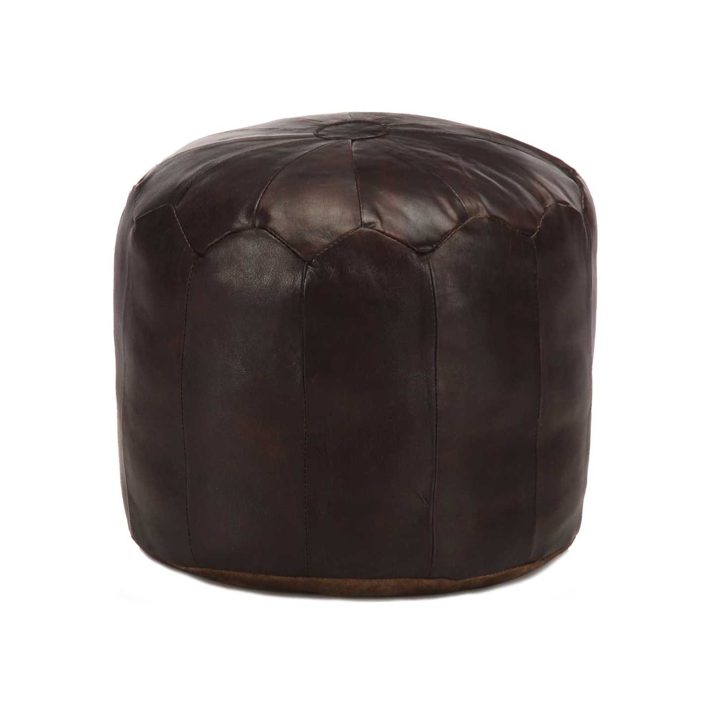 Pouf 40 x 35 cm Marron foncé Cuir véritable de chèvre