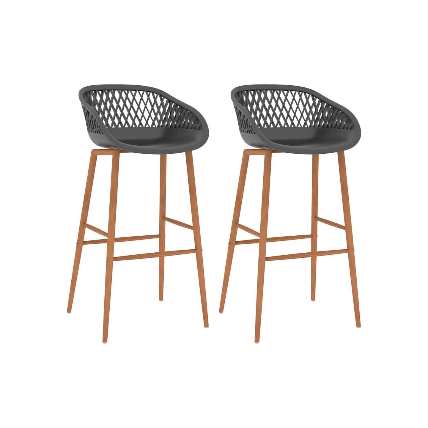Chaises de bar lot de 2 gris