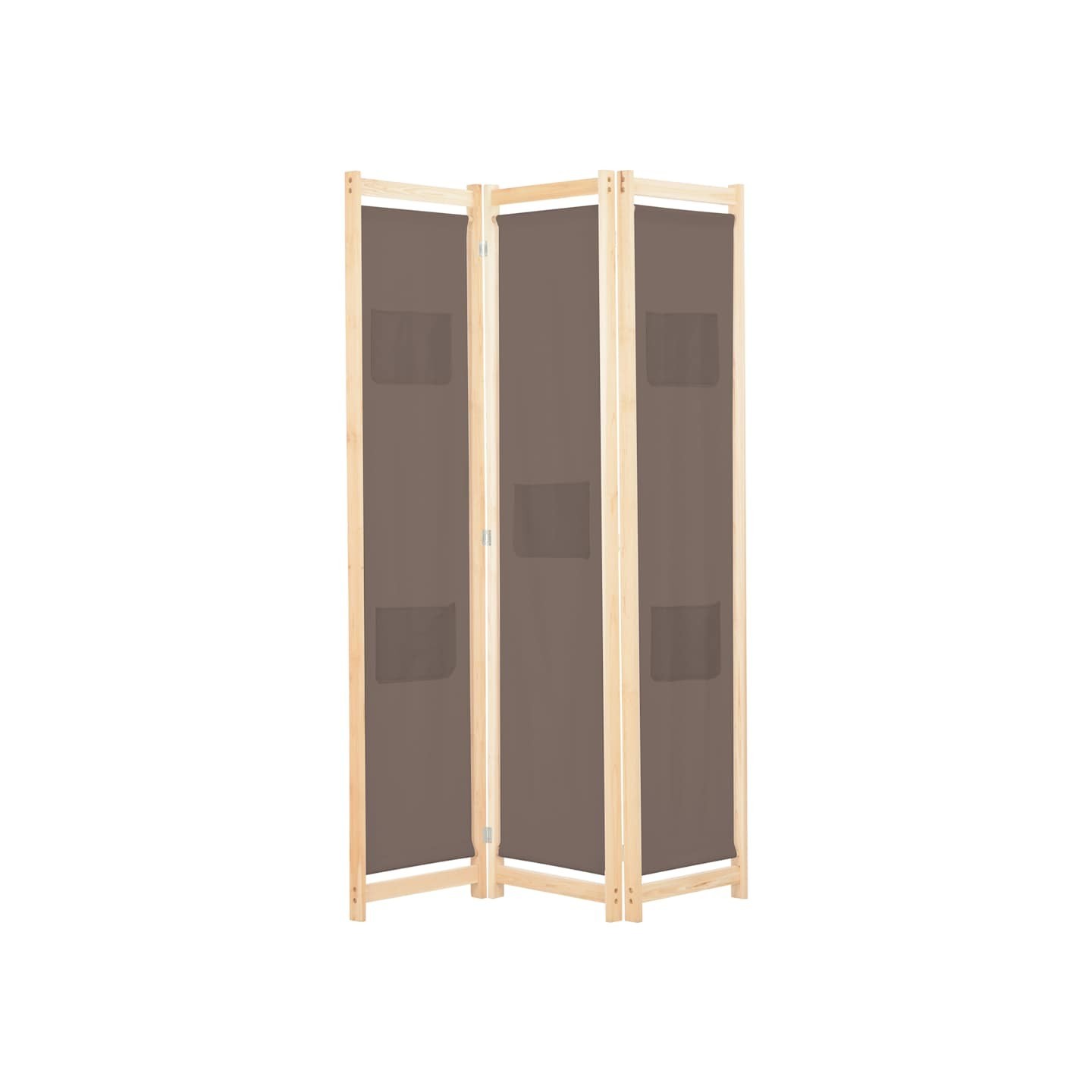 Cloison de séparation 3 panneaux Marron 120x170x4 cm Tissu