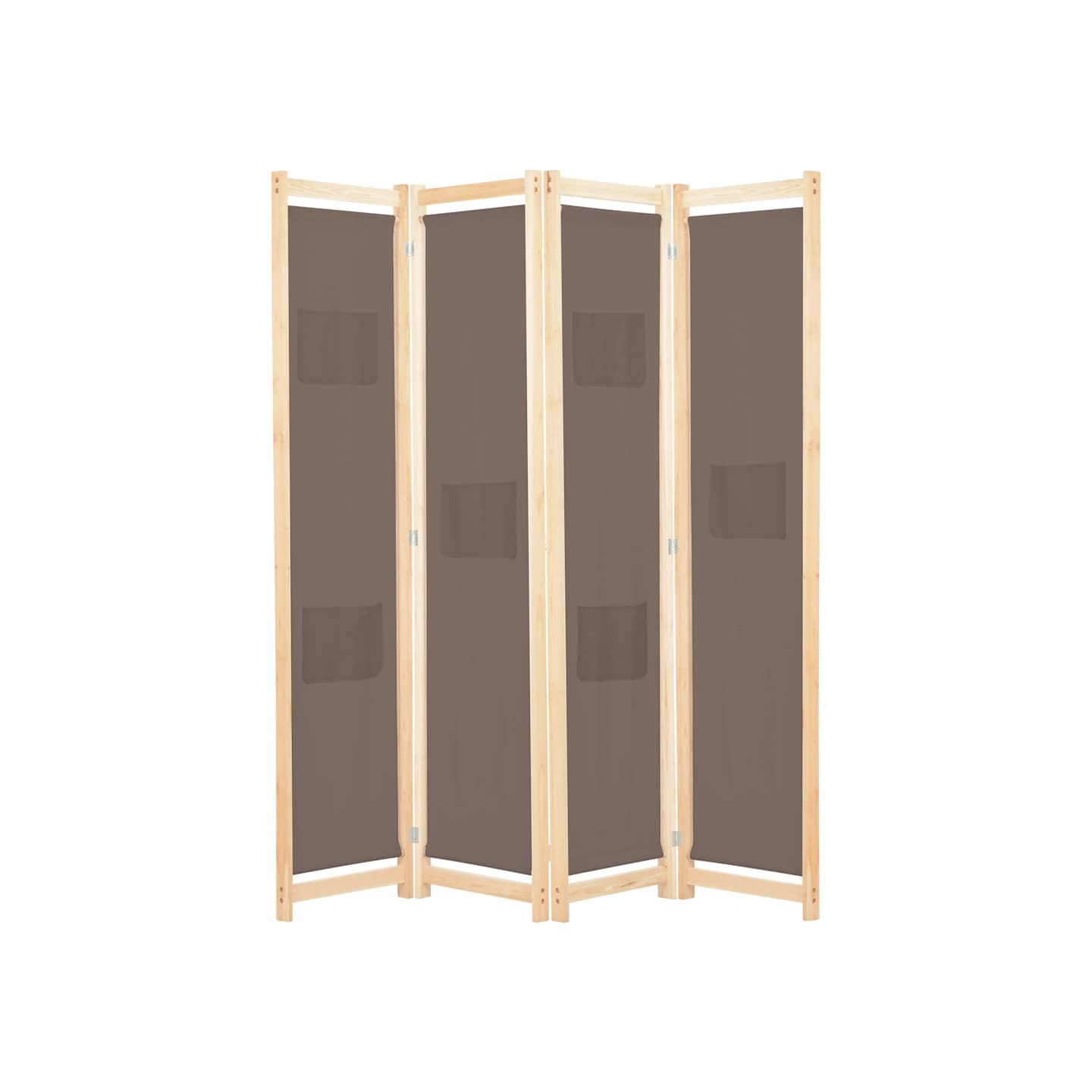 Cloison de séparation 4 panneaux Marron 160x170x4 cm Tissu