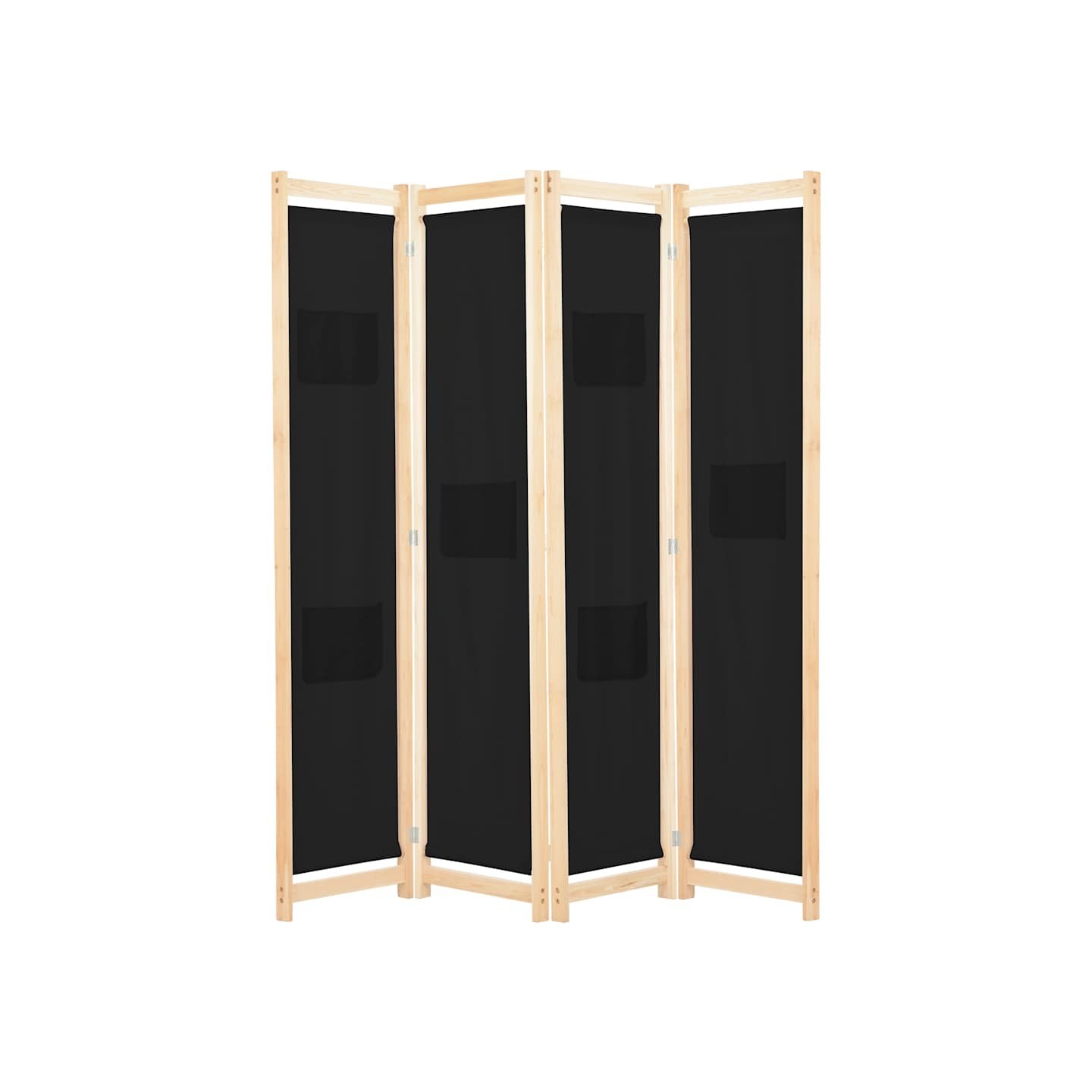 Cloison de séparation 4 panneaux Noir 160x170x4 cm Tissu