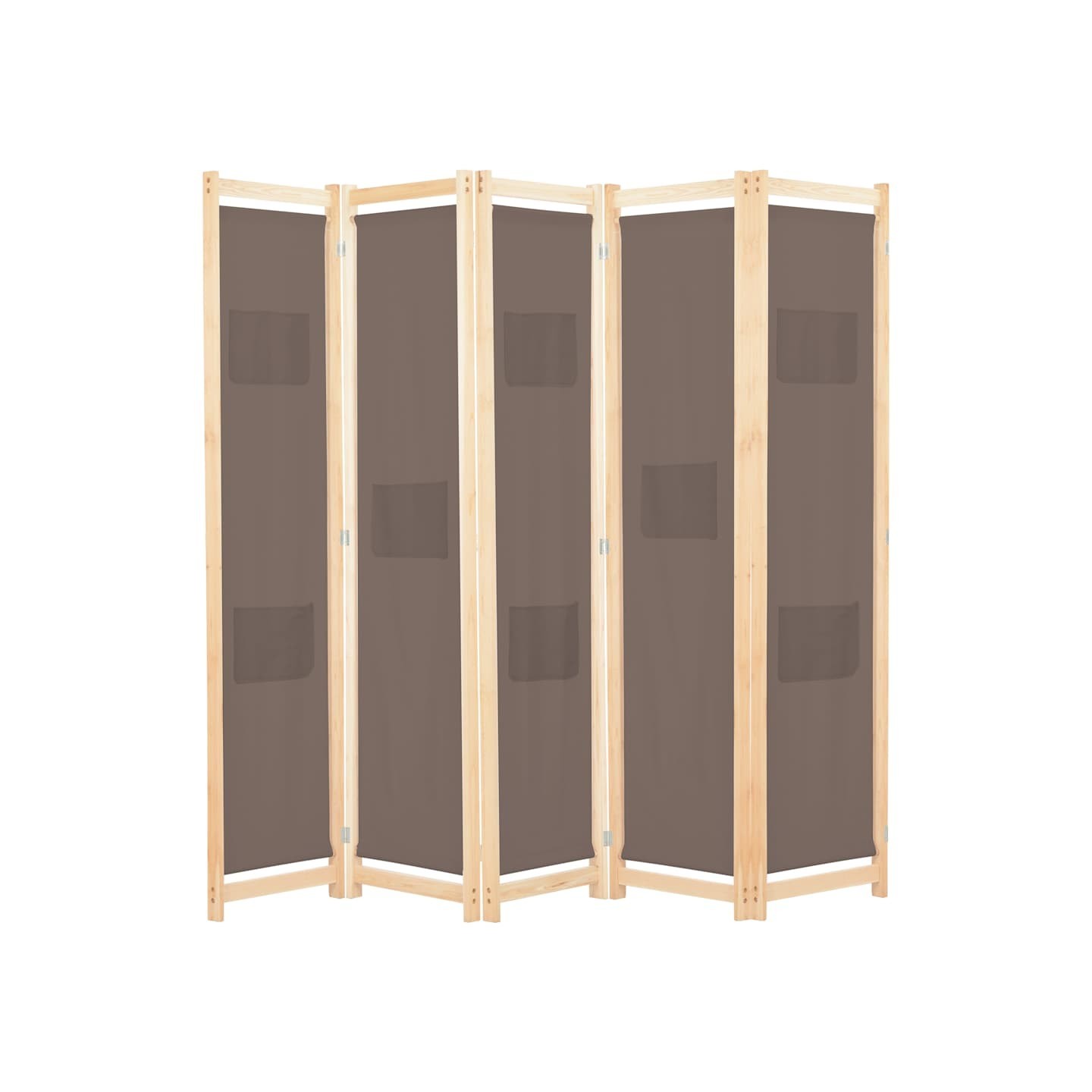 Cloison de séparation 5 panneaux Marron 200 x 170 x 4 cm Tissu