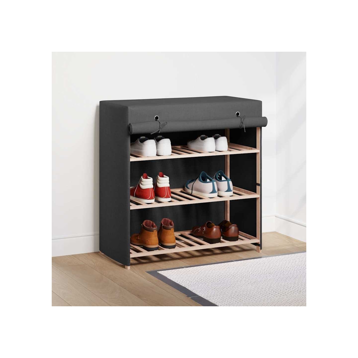 Armoire à chaussures avec housse Gris 79x40x80 cm Tissu