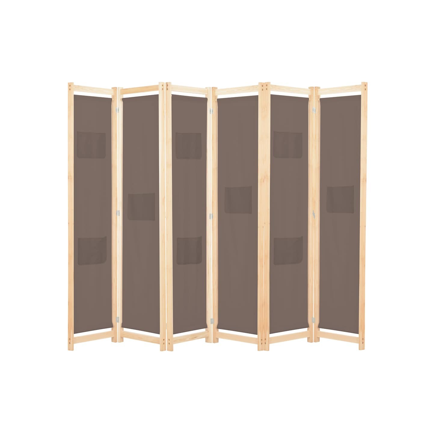 Cloison de séparation 6 panneaux Marron 240 x 170 x 4 cm Tissu