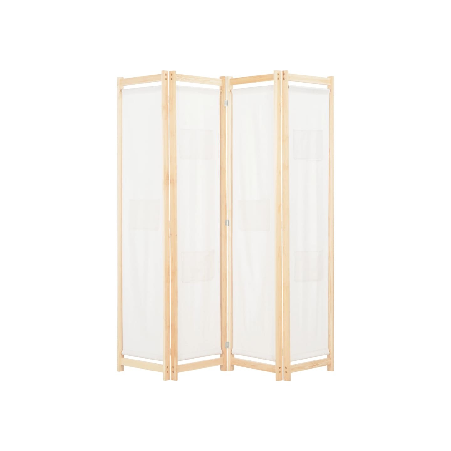 Cloison de séparation 4 panneaux Crème 160x170x4 cm Tissu