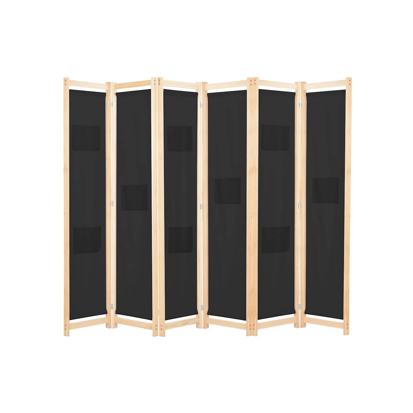 Cloison de séparation 6 panneaux Noir 240 x 170 x 4 cm Tissu