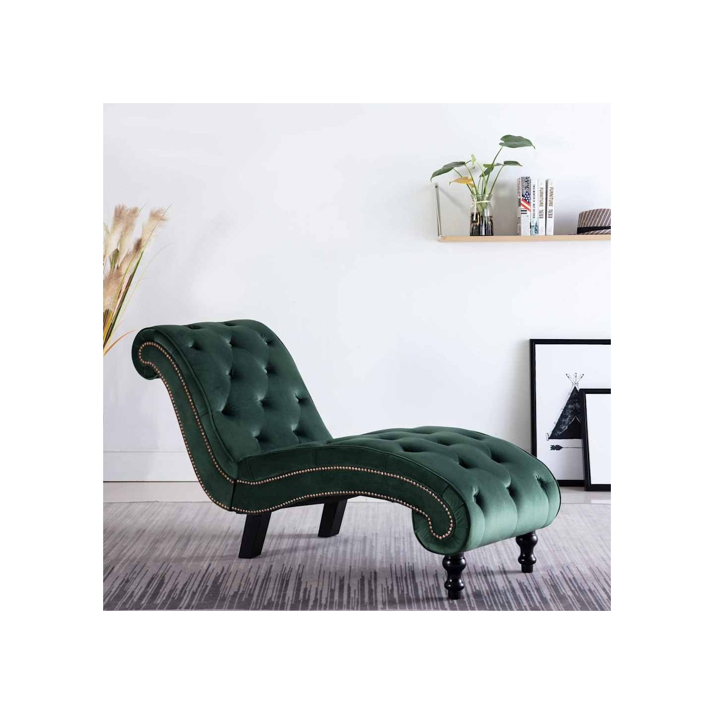 Chaise longue Velours Vert