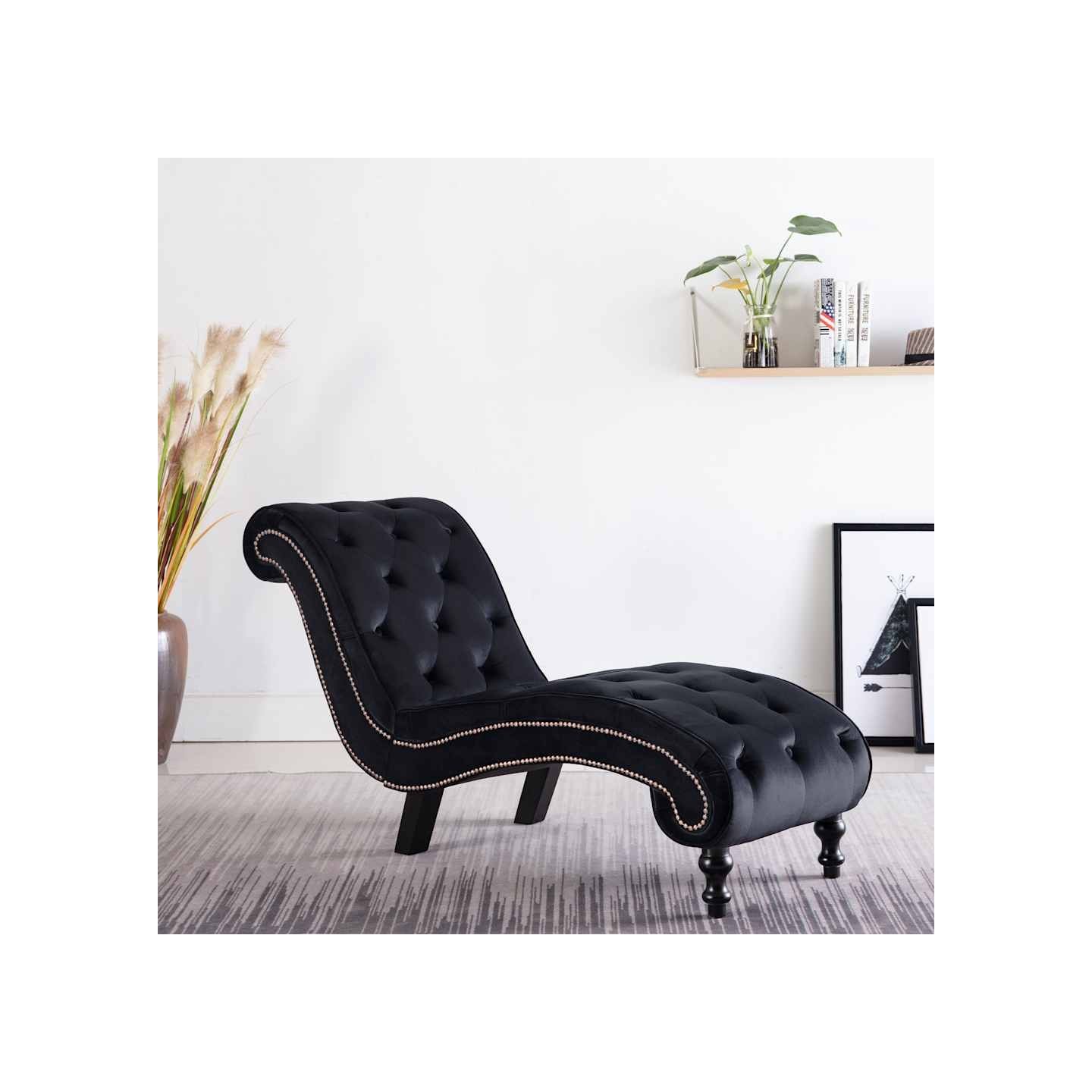 Chaise longue Noir Velours