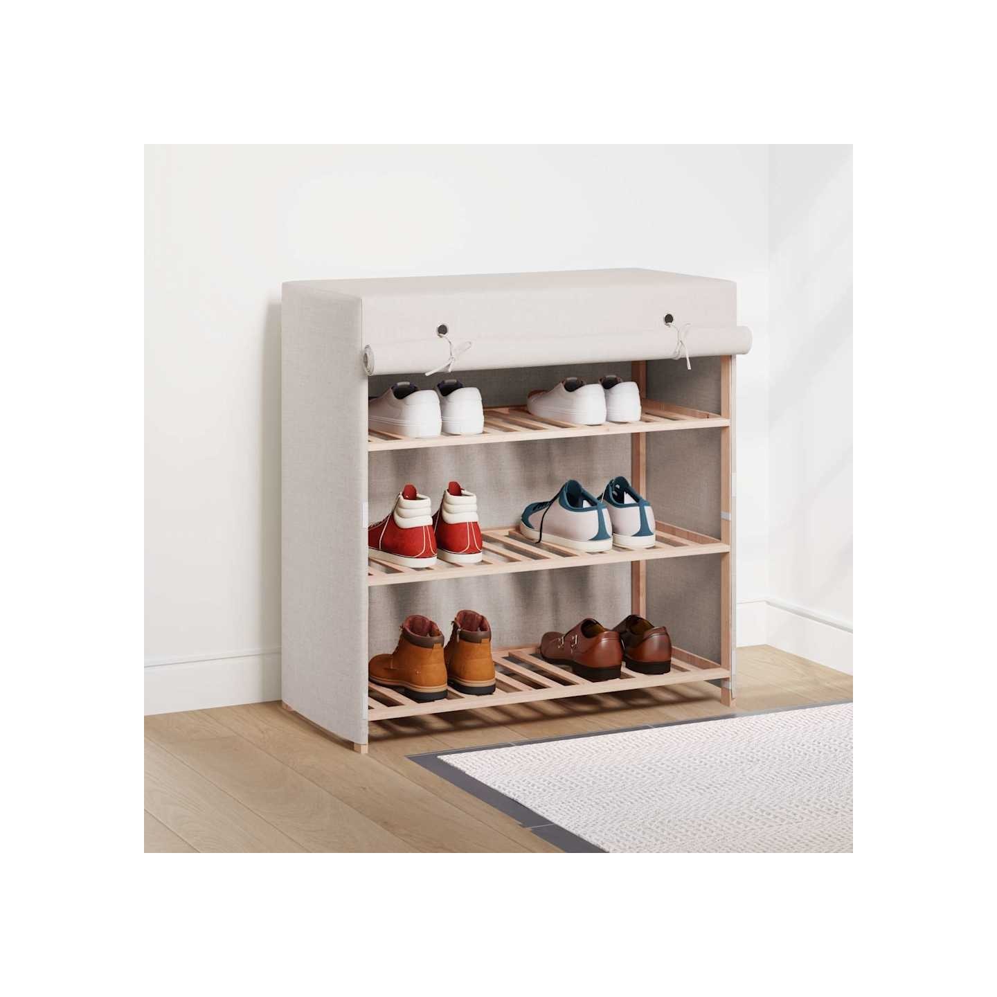 Armoire à chaussures avec housse Blanc 79x40x80 cm Tissu