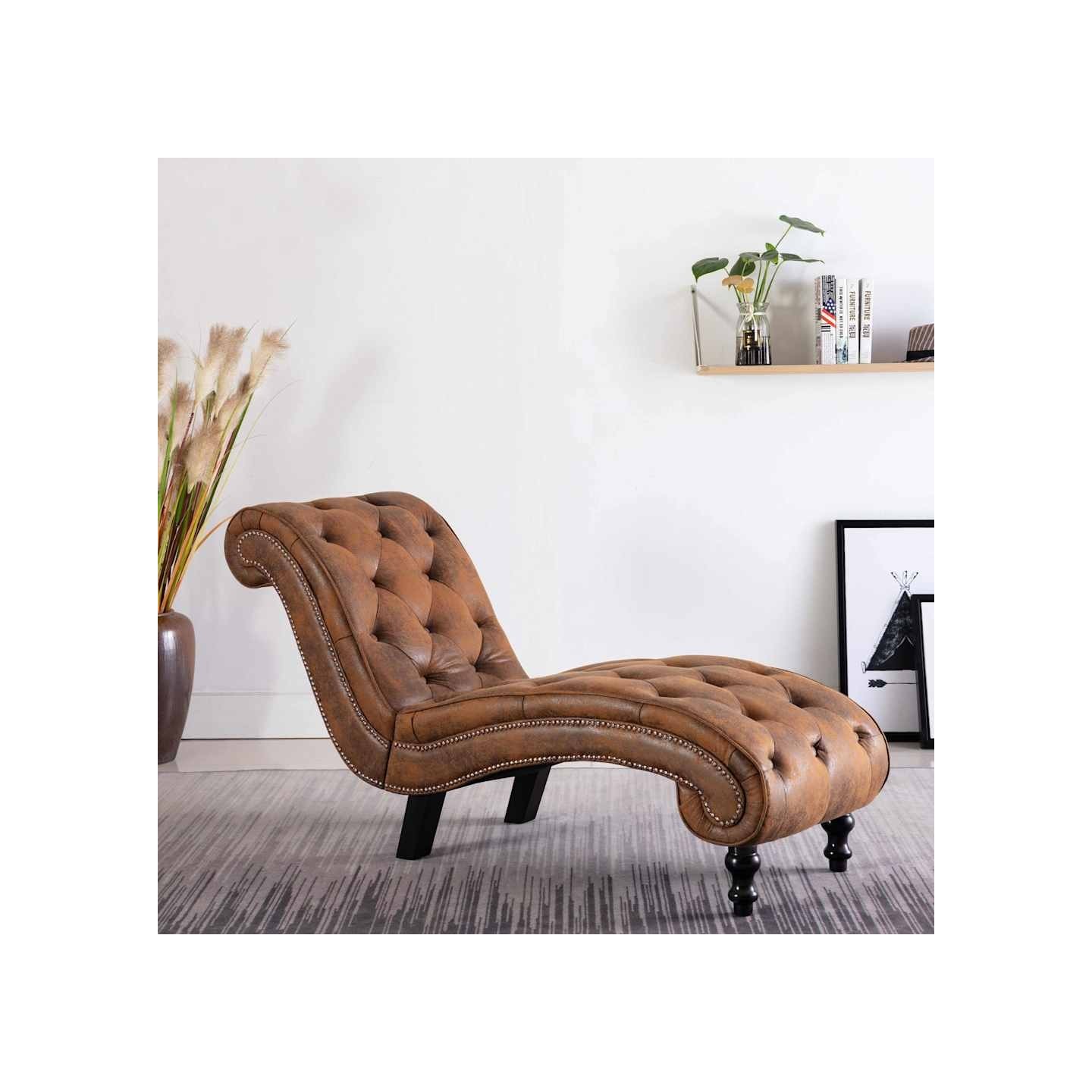 Chaise longue Marron Similicuir daim