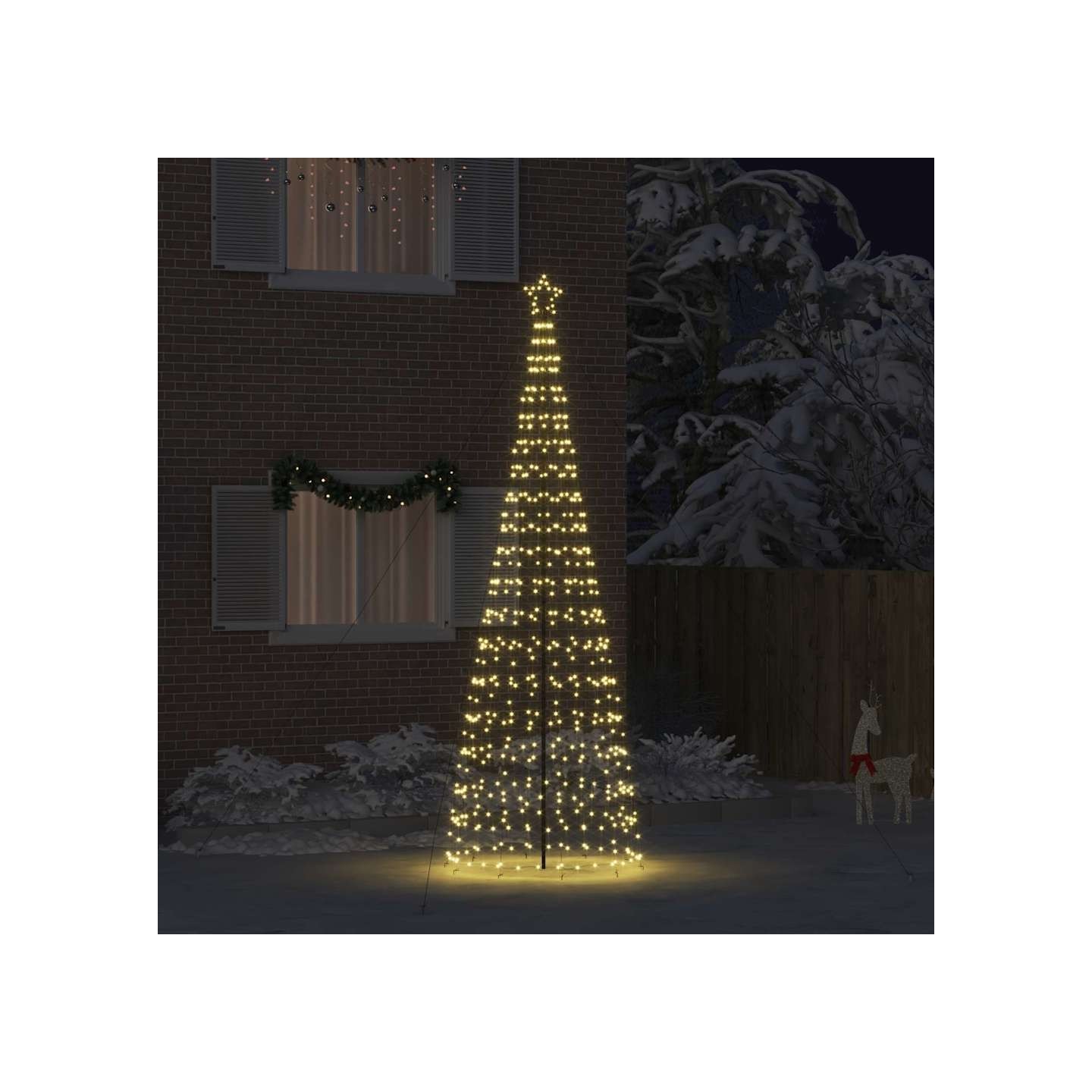 Arbre de Noël LED EKENAS 400 cm 800 LED Blanc chaud Acier Doré