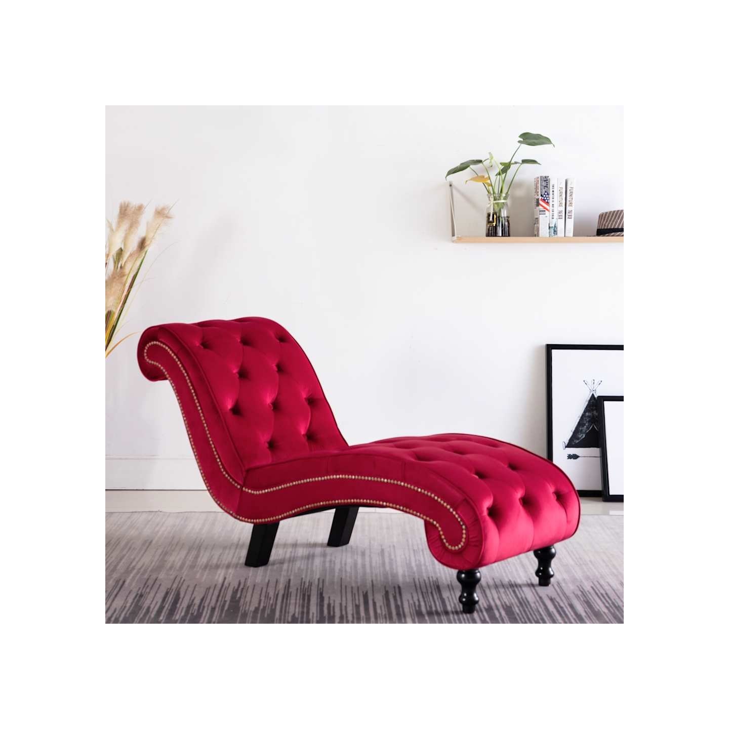 Chaise longue Velours Rouge