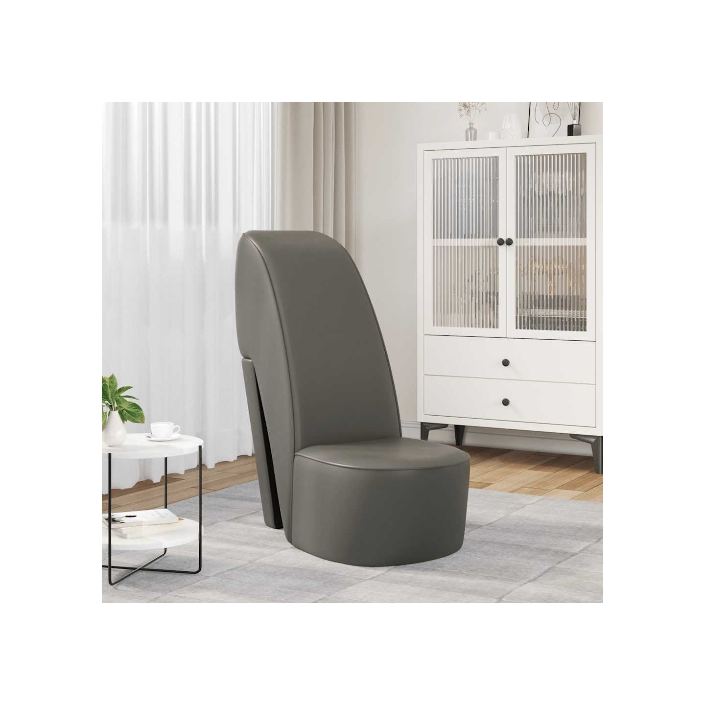 Chaise en forme de chaussure à talon haut Gris Similicuir