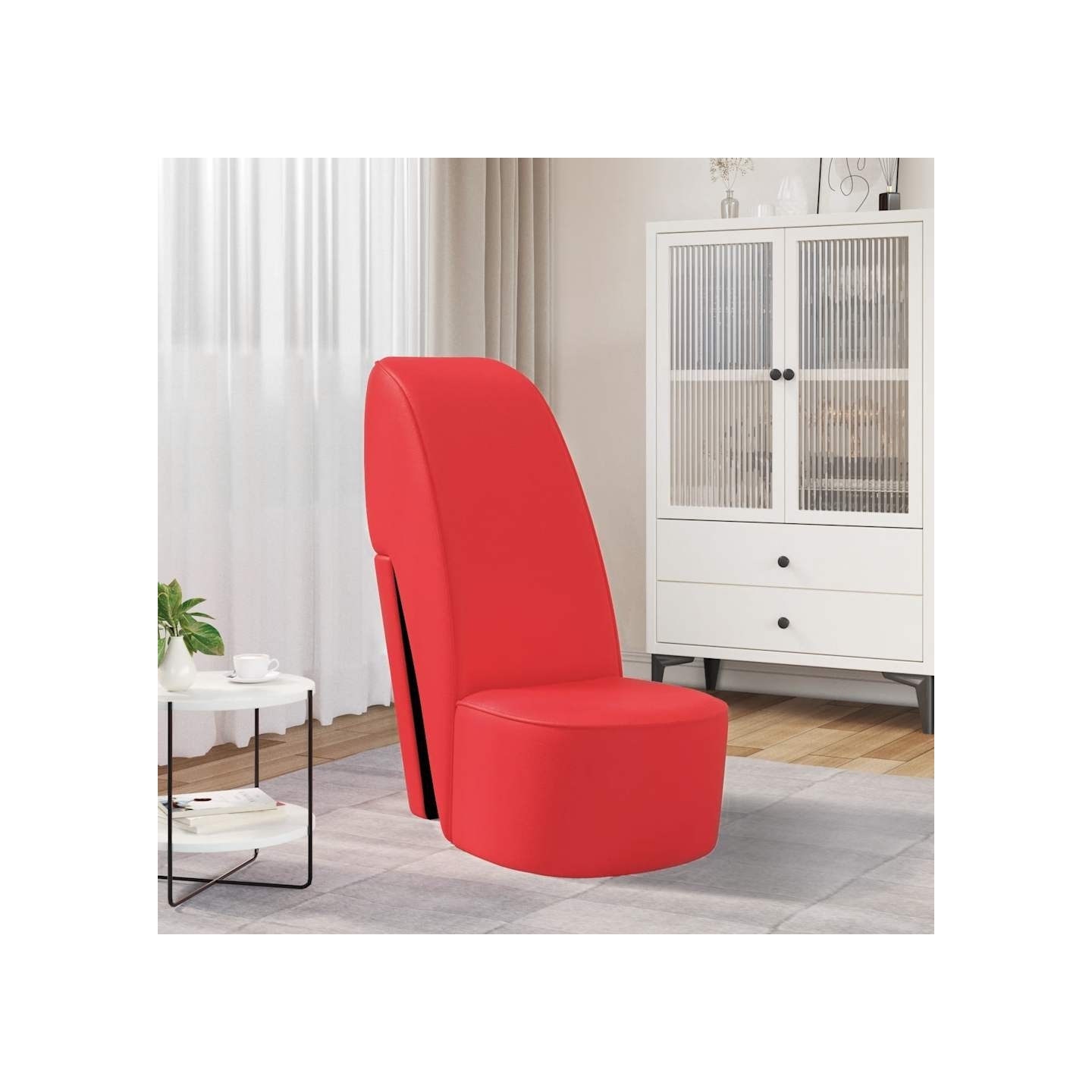 Chaise en forme de chaussure à talon haut Rouge Similicuir