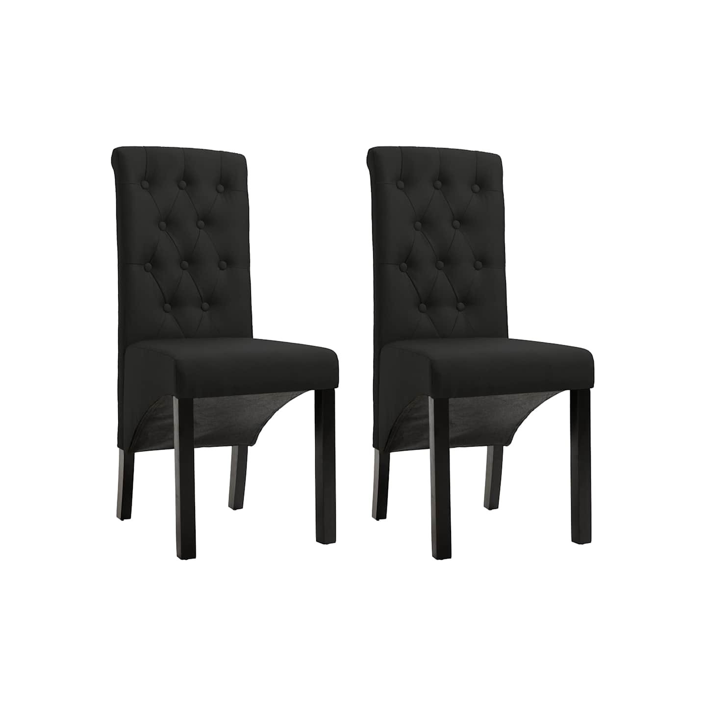 Chaises à manger lot de 2 noir tissu