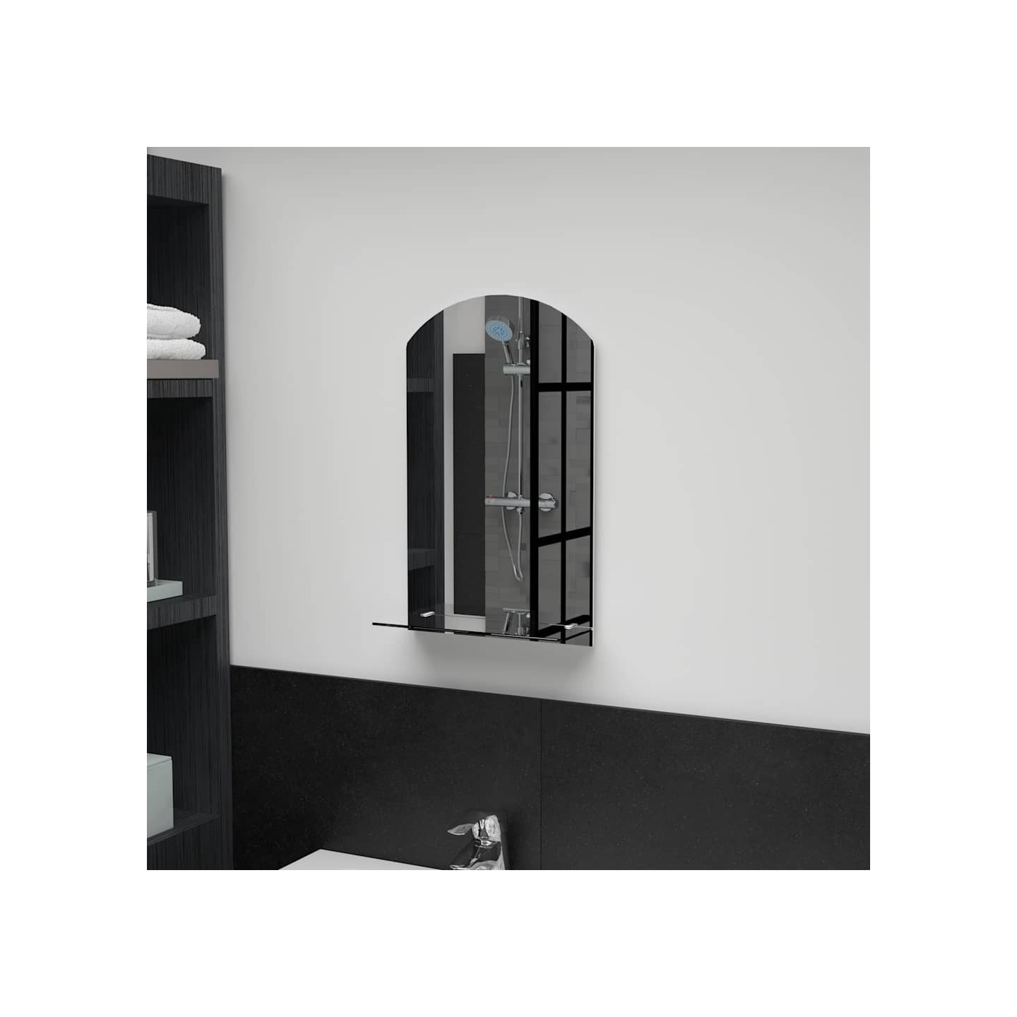 Miroir mural avec étagère 30x50 cm Verre trempé