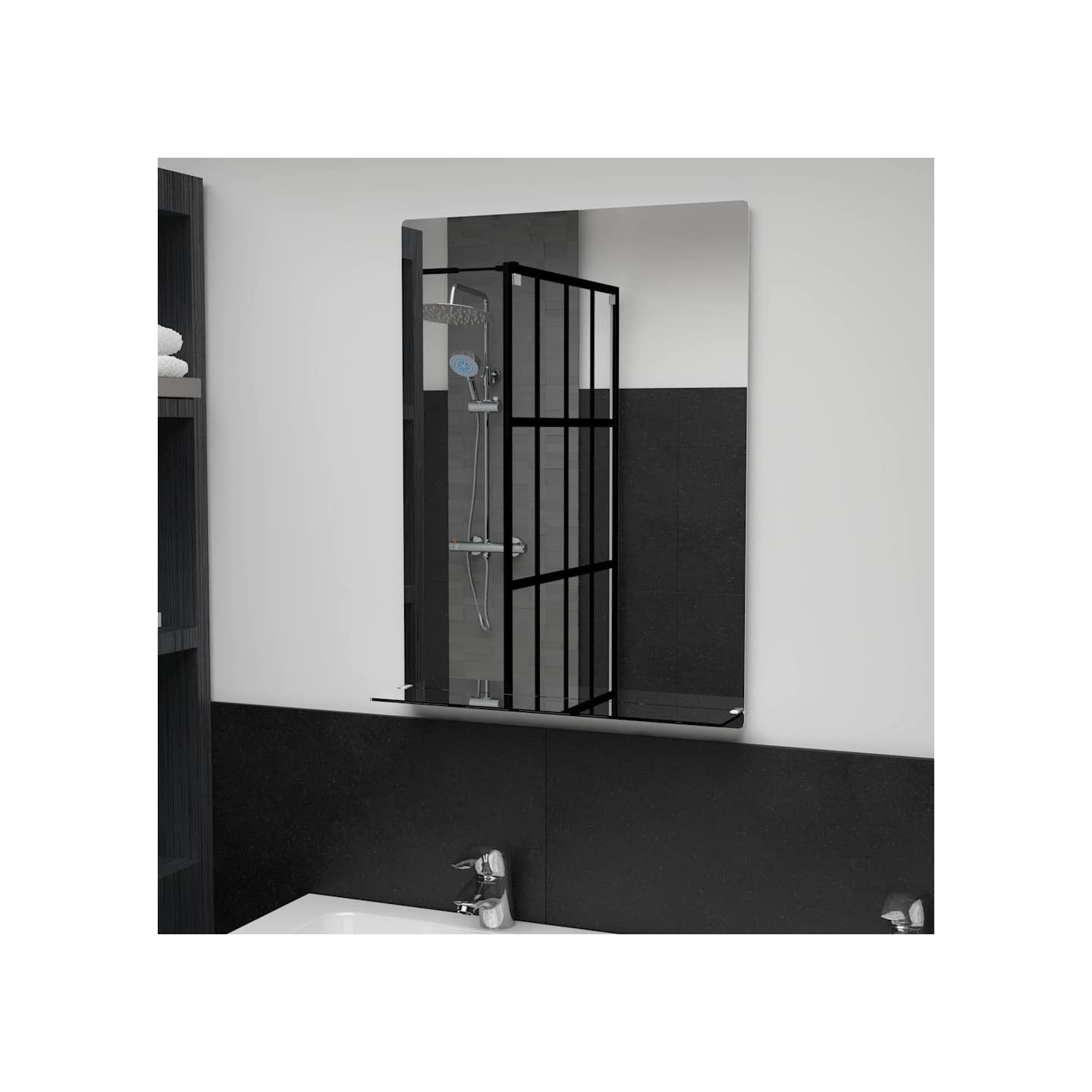 Miroir mural avec étagère 50x70 cm Verre trempé