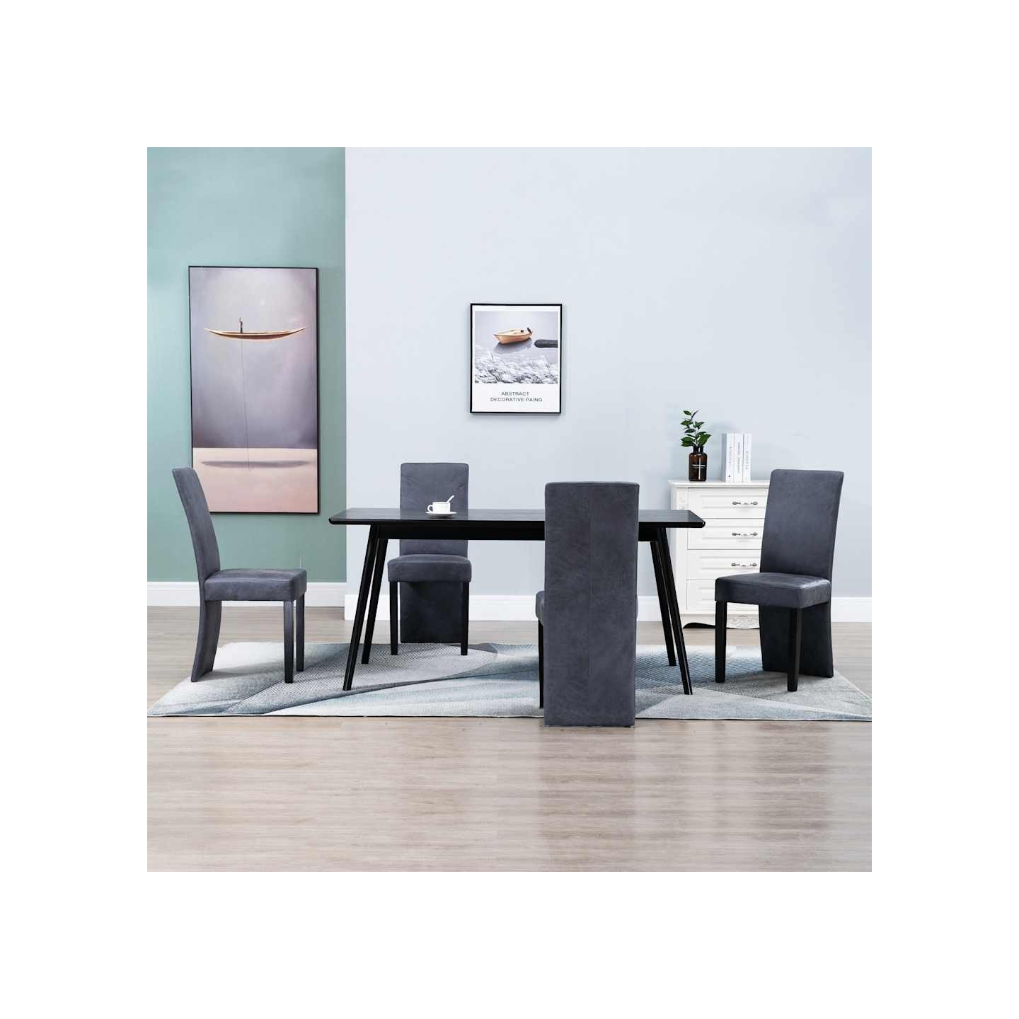 Chaises à manger lot de 4 gris similicuir daim