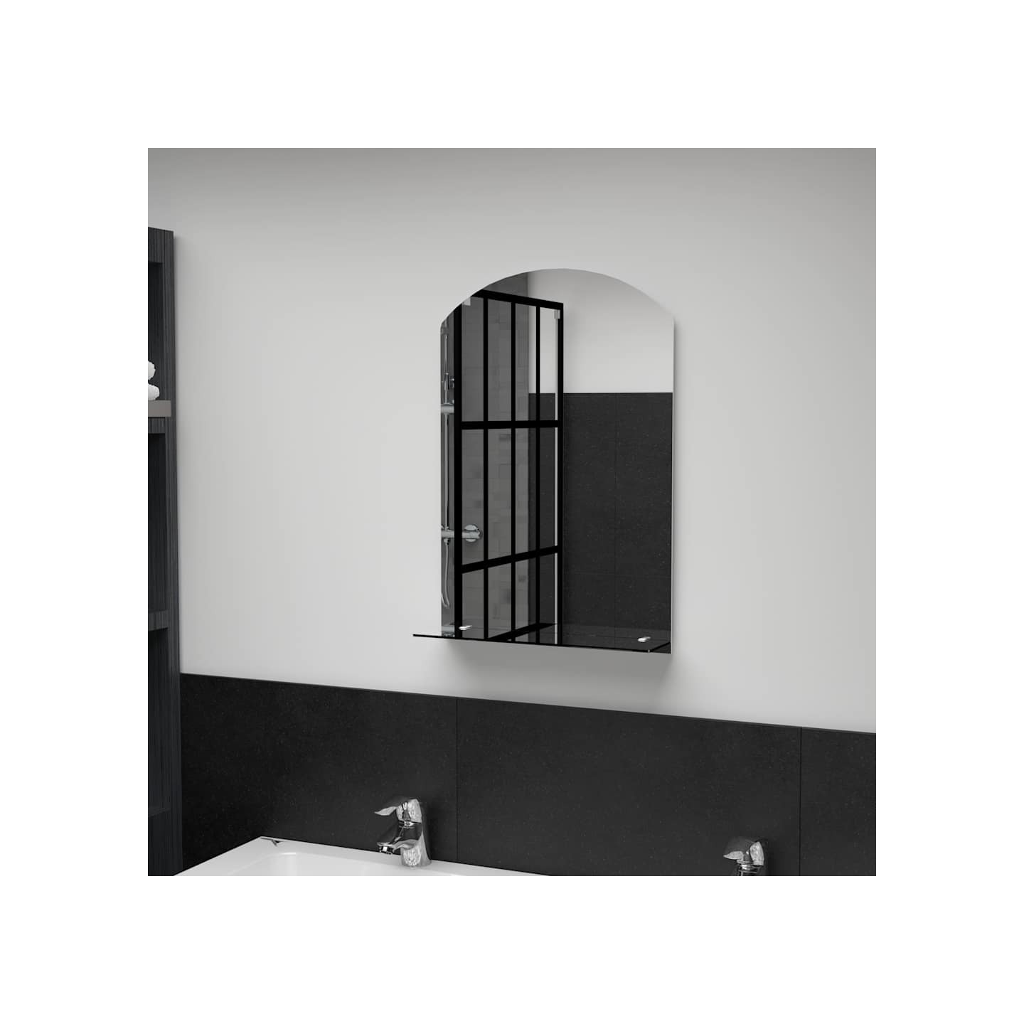 Miroir mural avec étagère 40x60 cm Verre trempé