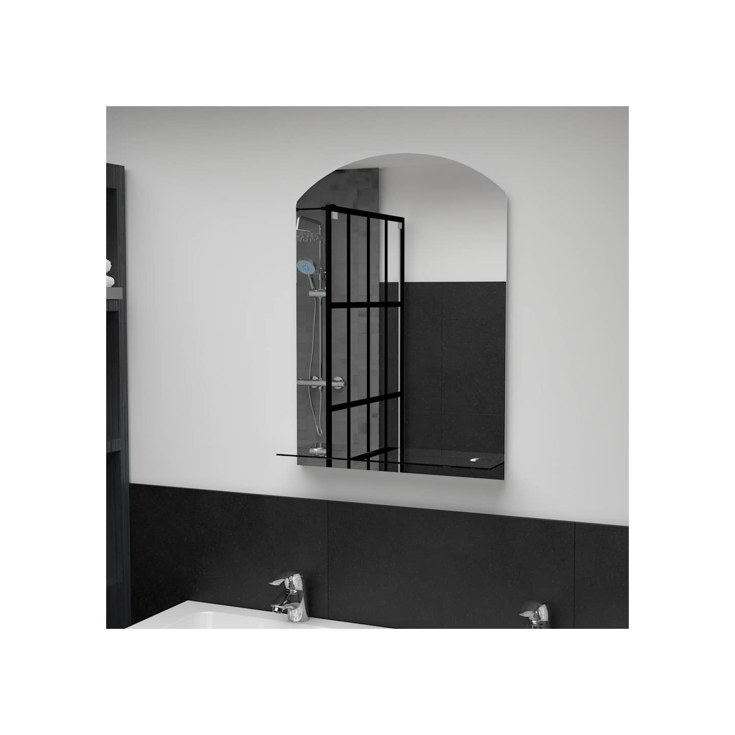 Miroir mural avec étagère 50x70 cm Verre trempé