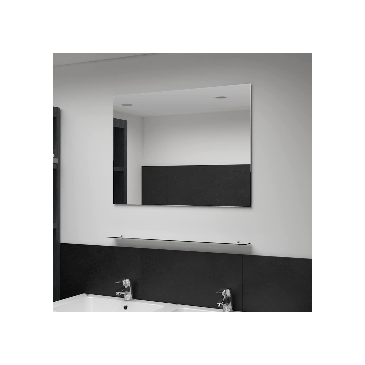 Miroir mural avec étagère 80x60 cm Verre trempé