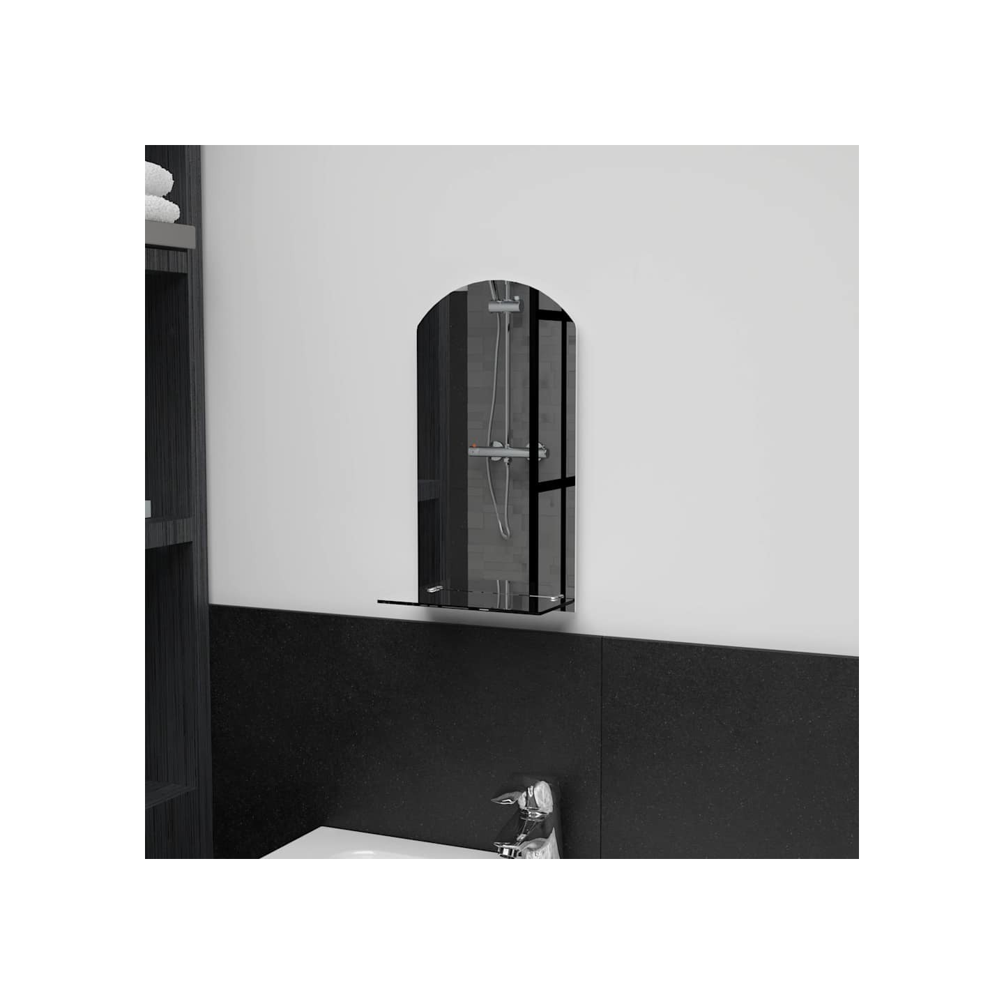 Miroir mural avec étagère 20x40 cm Verre trempé