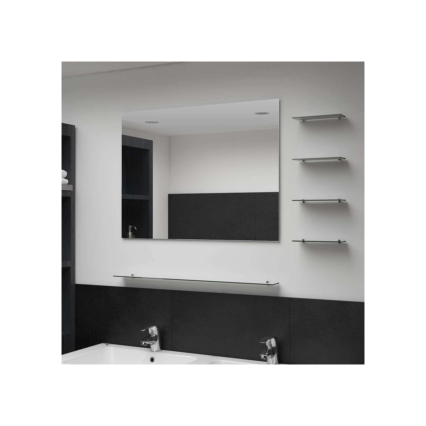 Miroir mural avec 5 étagères Argenté 80 x 60 cm