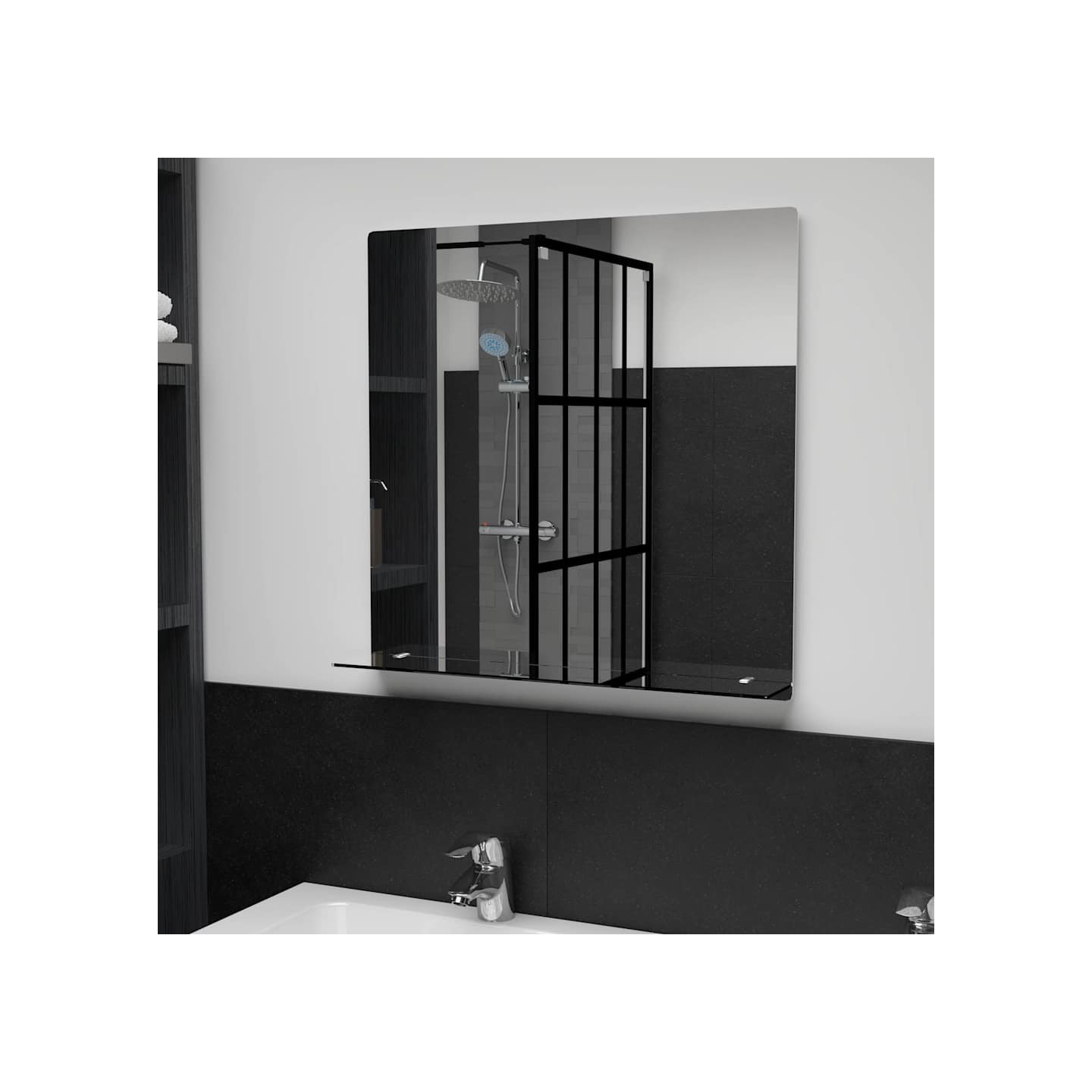 Miroir mural avec étagère 60x60 cm Verre trempé