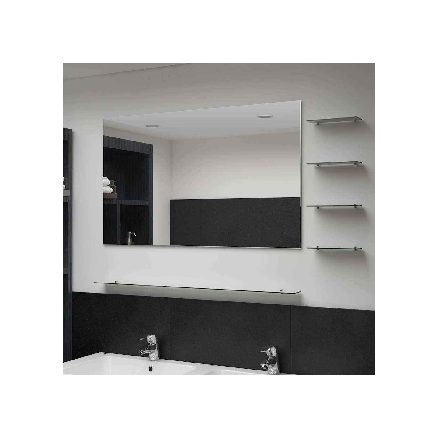 Miroir mural avec 5 étagères Argenté 100 x 60 cm