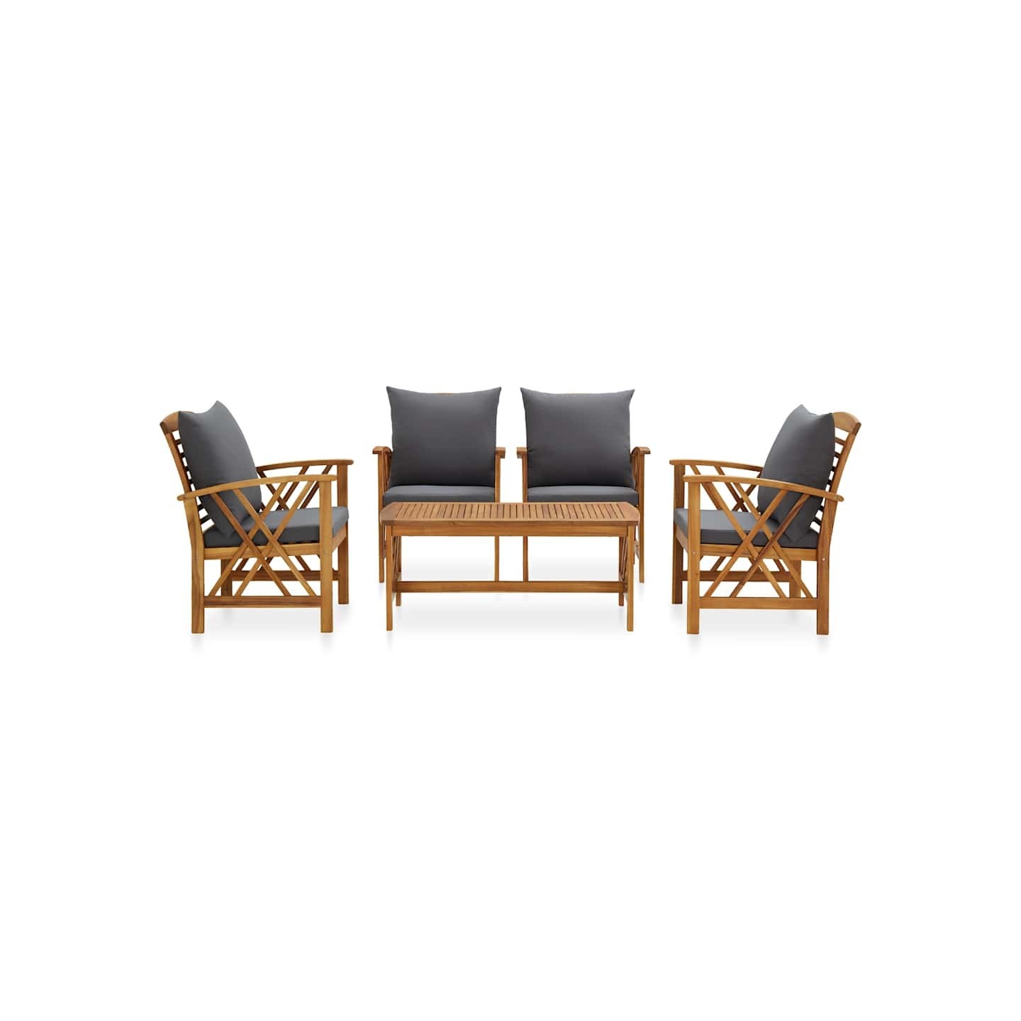 Salon de jardin 5 pcs avec coussins Bois d'acacia solide