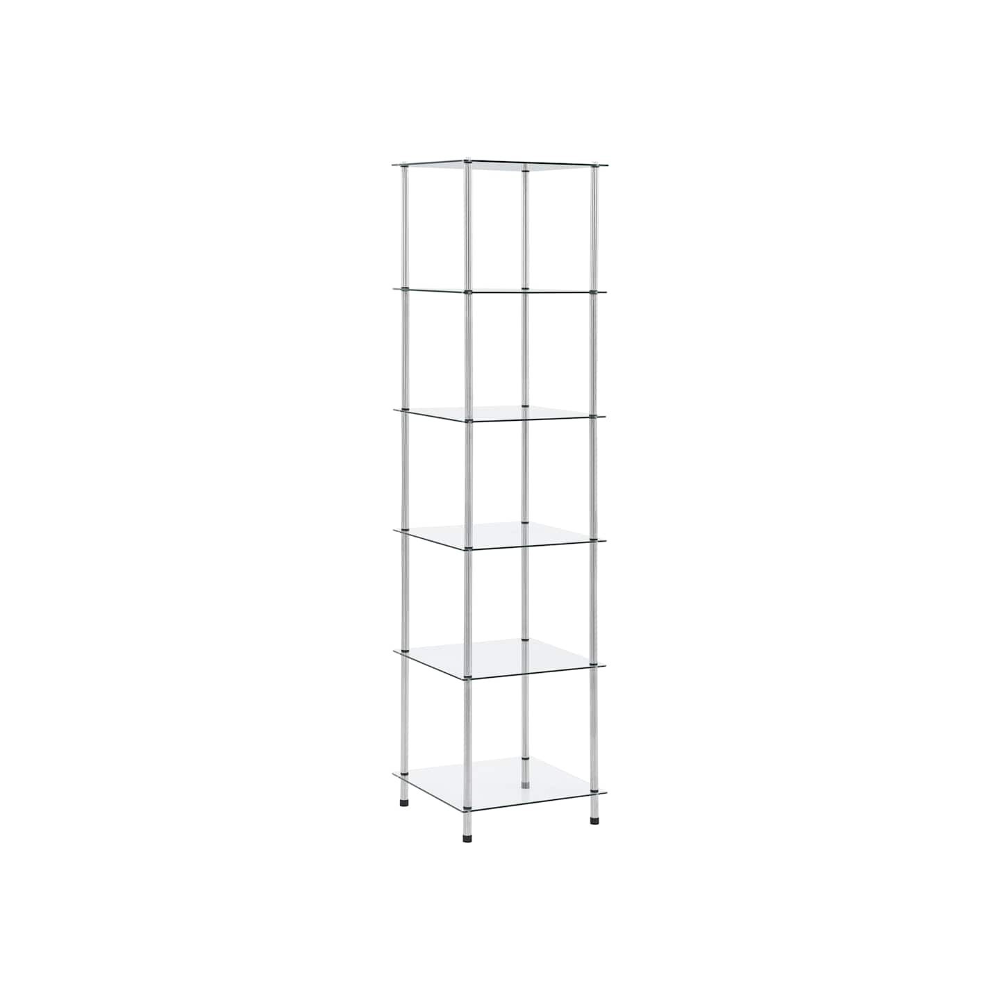 Étagère 6 niveaux Transparent 40x40x160 cm Verre trempé
