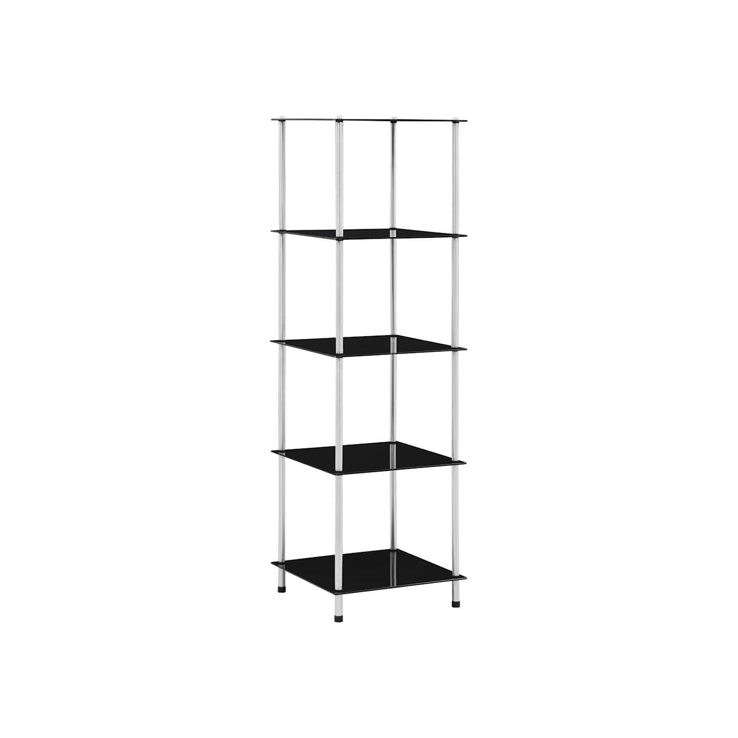 Étagère 5 niveaux Noir 40x40x130 cm Verre trempé