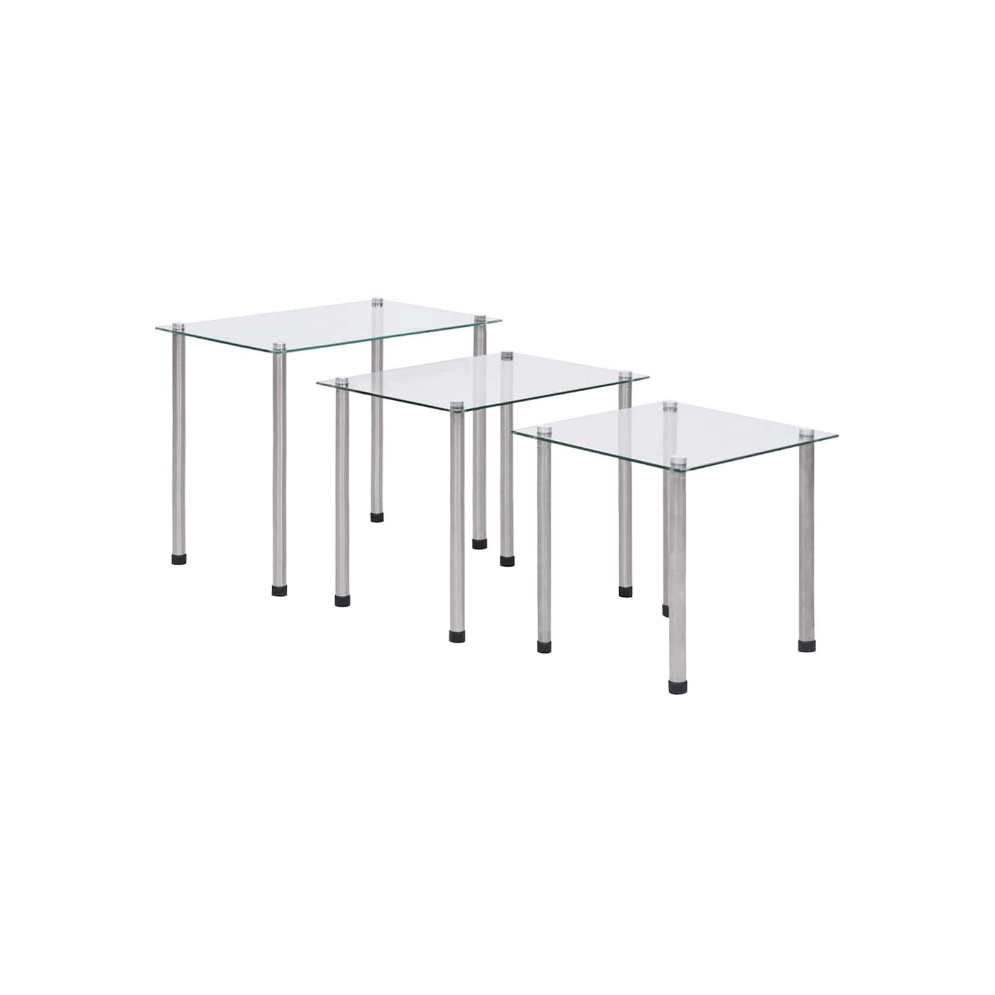 Tables gigognes 3 pcs Transparent Verre trempé